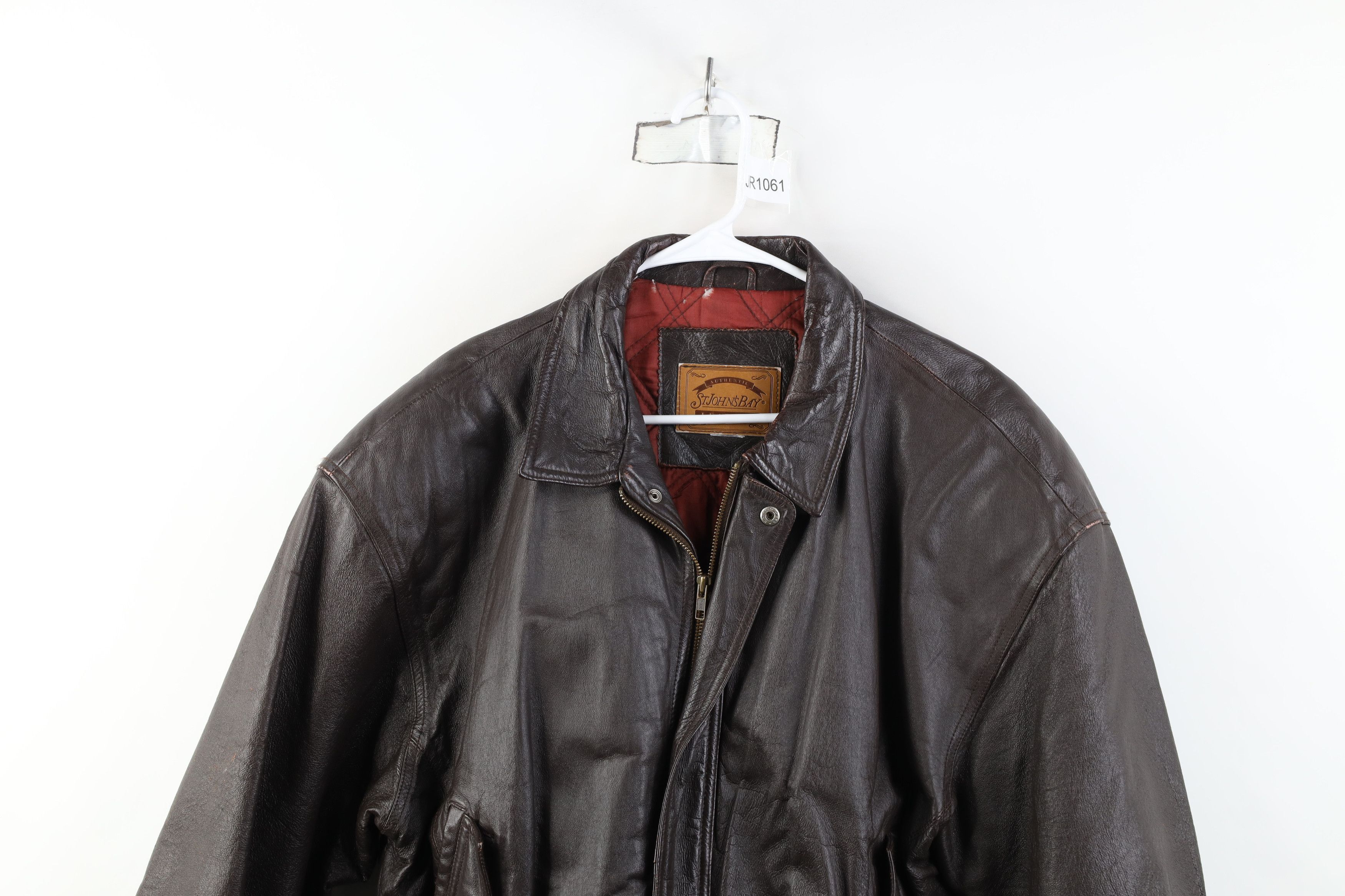 Vintage Vintage 90s Streetwear Leather Flight Bomber Jacket Brown Size US XL / EU 56 / 4 - 2 Thumbnail
