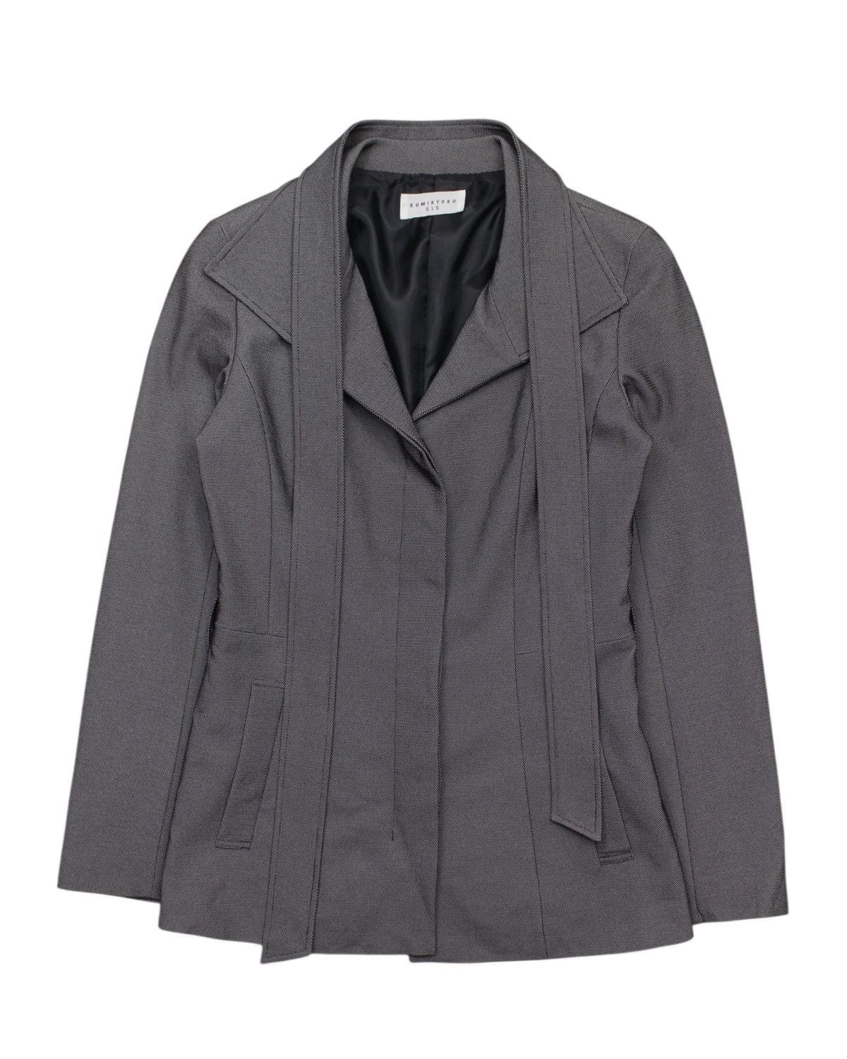 2000S KUMIKYOKU SIS TEXTURED GRAY TAILORED BELTED JACKET