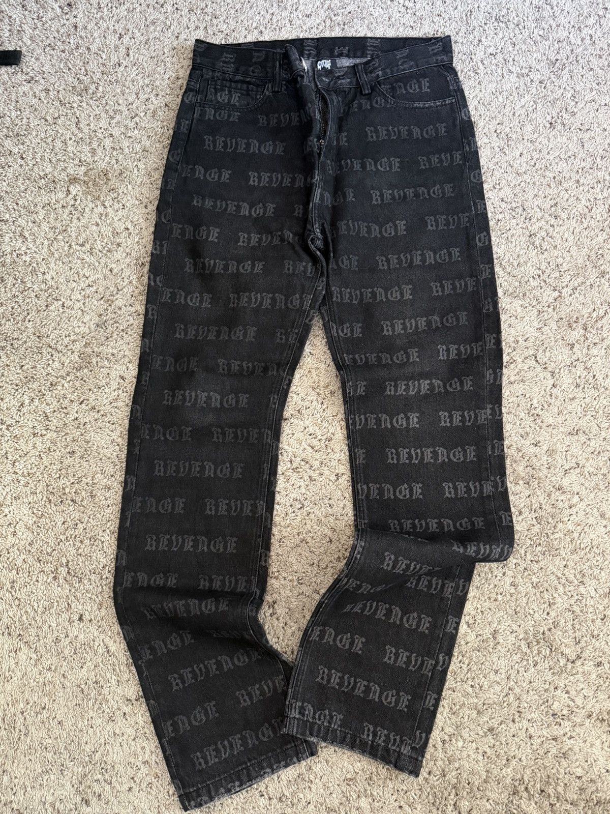 Revenge REVENGE ALLOVER LOGO DENIM | Grailed