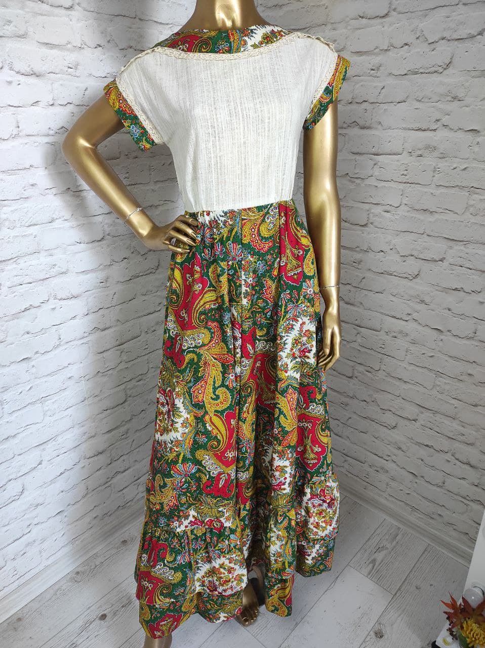 image of Vintage Xs Clothes By Samuel Sherman Crochet Trim Dress Boho Maxi, Women's