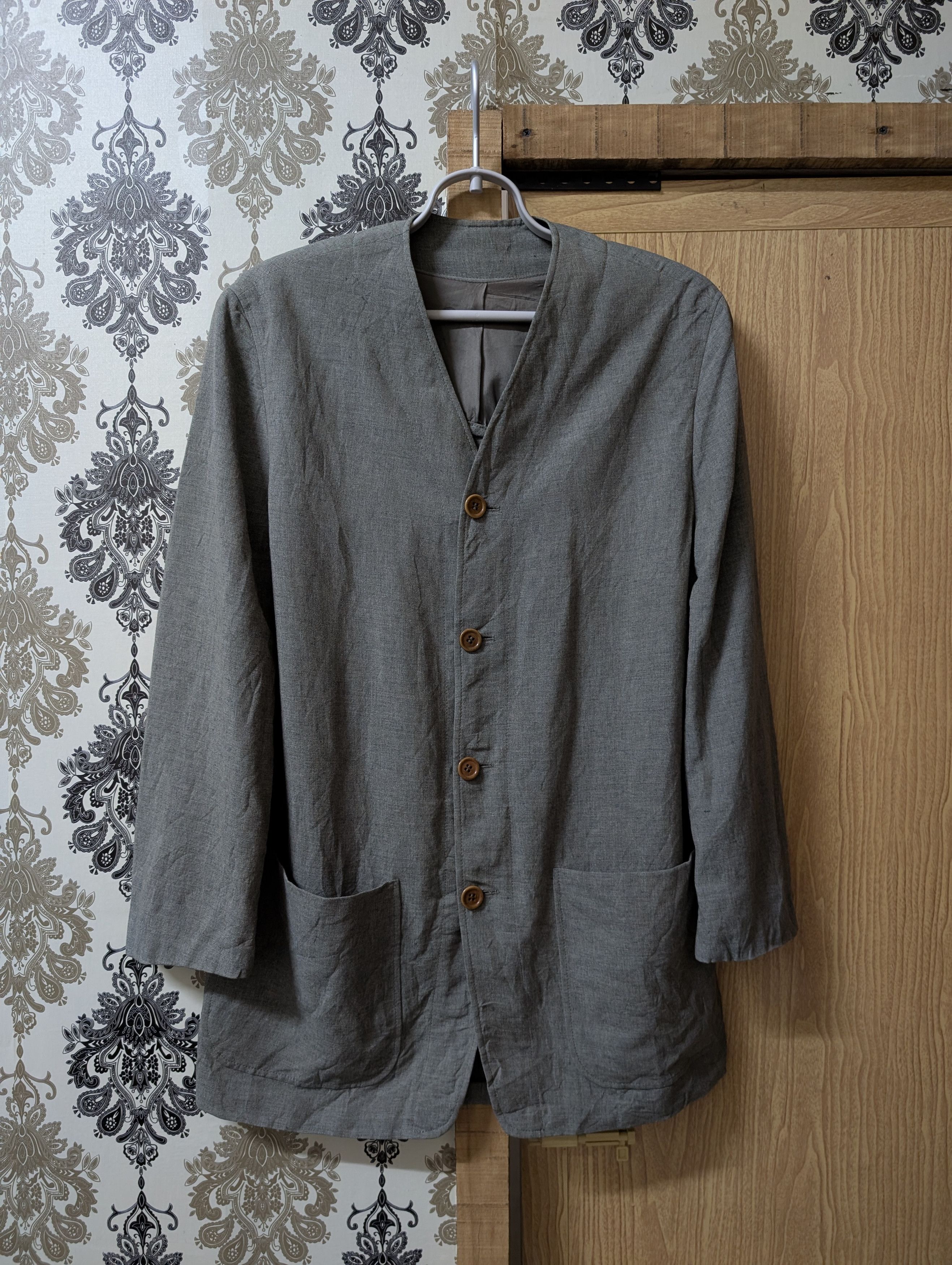 Adolfo Dominguez Vintage Adolfo Dominguez Collarless Linen Rustic Chore Coat Size US S / EU 44-46 / 1 - 1 Thumbnail