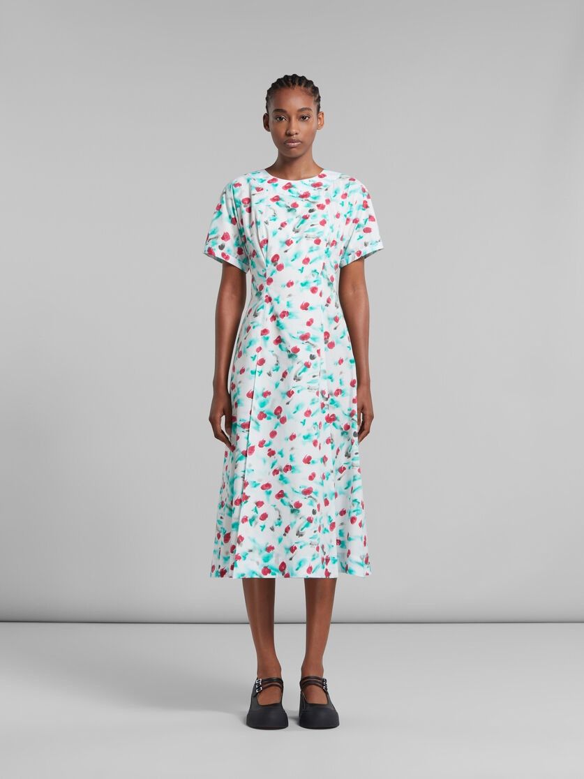 Marni oc11z0525 Poplin Midi Dress in White Size L / US 10 / IT 46 - 2 Thumbnail