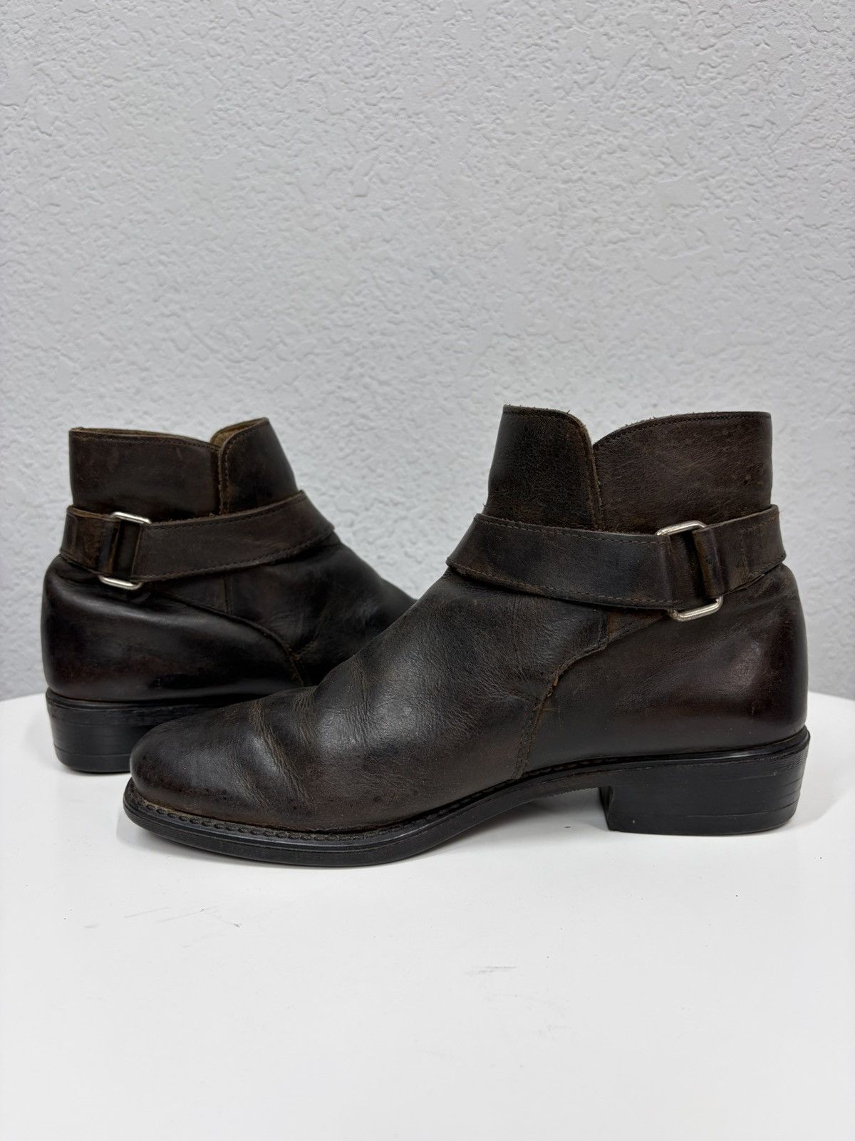 If Six Was Nine Vintage Y2K Brown Leather Side Zip Boots Guidi Marsell Style Size US 7.5 / EU 40-41 - 6 Thumbnail
