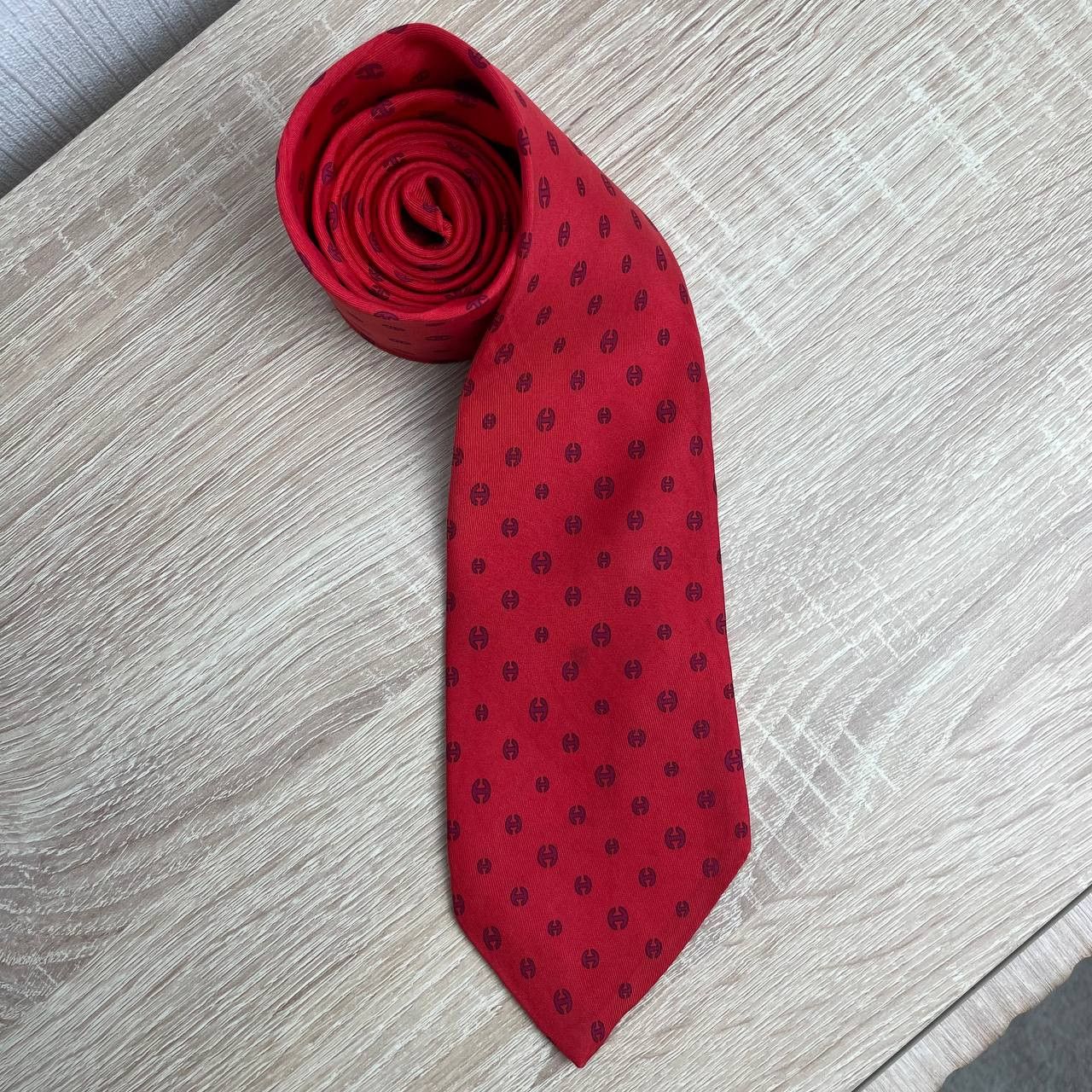 Hermes Hermes Paris Silk Tie 5361 OA Geometry Red Size ONE SIZE - 2 Thumbnail