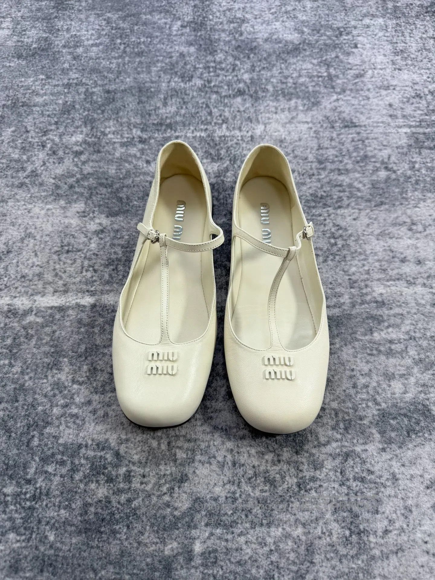Miu Miu Miu Miu Ivory White Lambskin Letter Logo Flats| Size US 7 / IT 37 - 2 Thumbnail