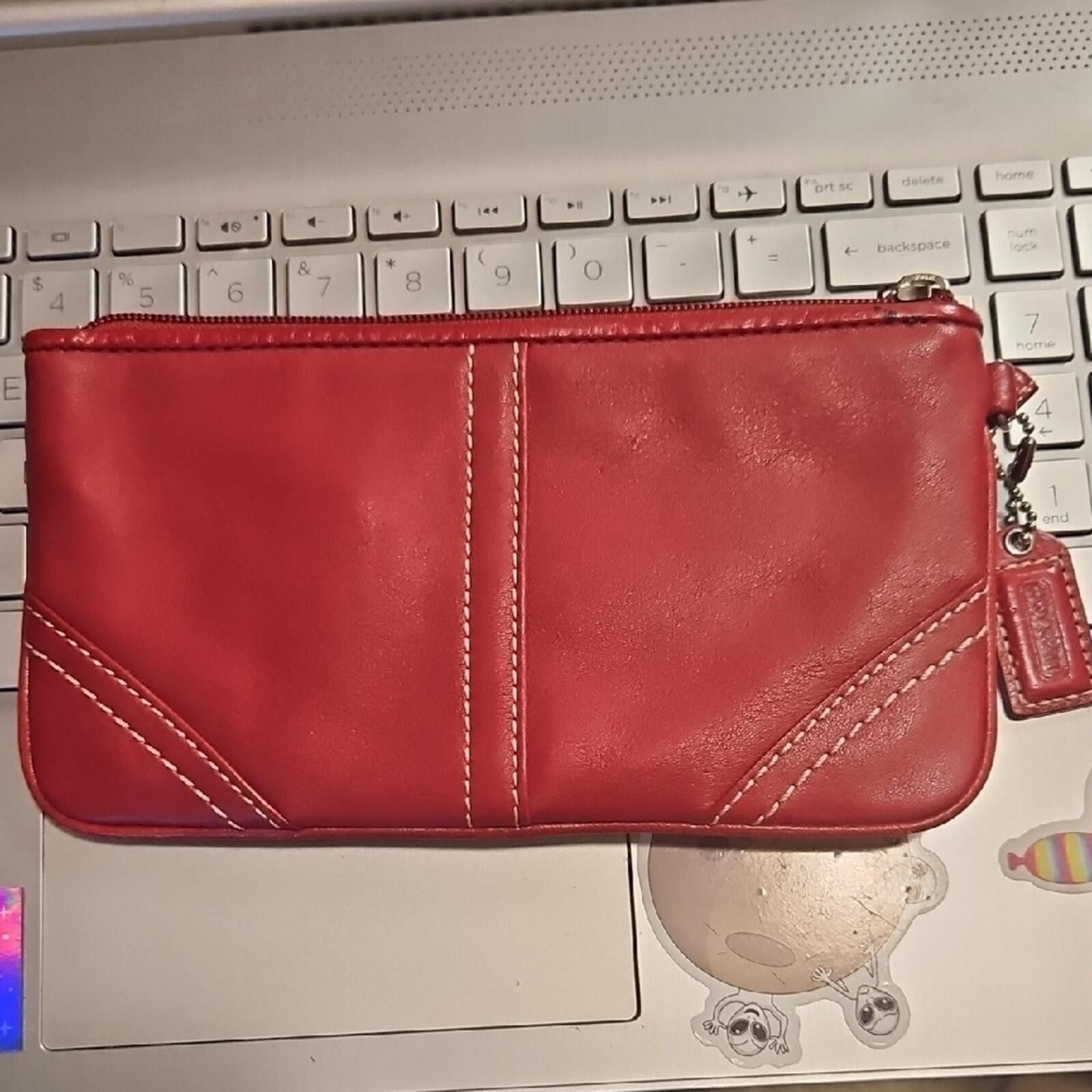 Coach Coach Red Leather Zip Wristlet Size ONE SIZE - 2 Thumbnail