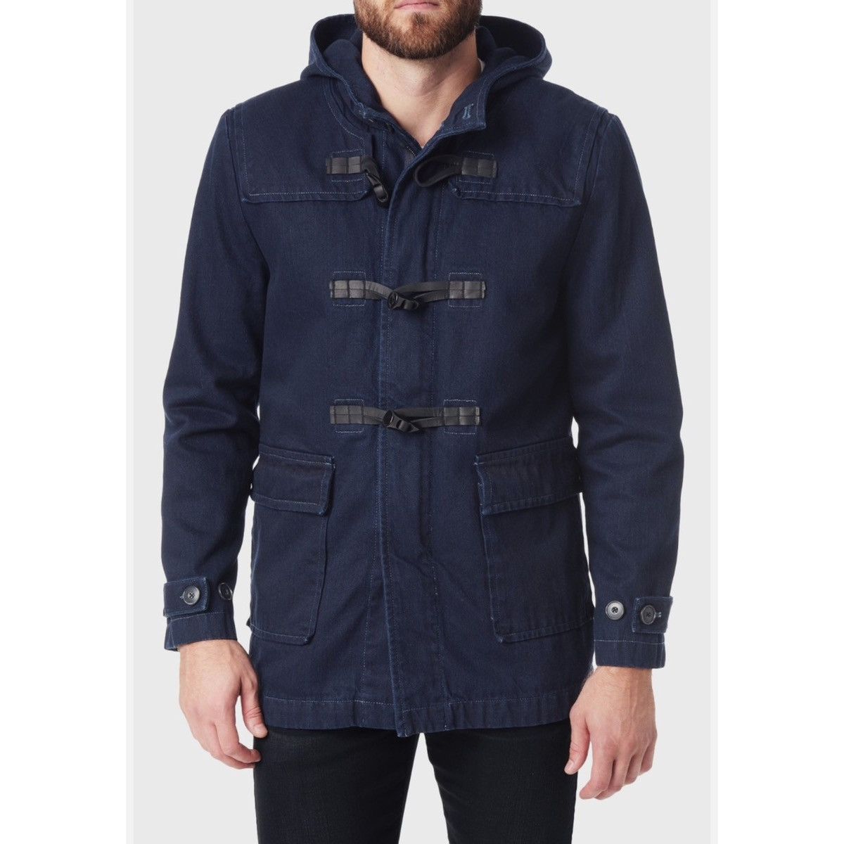 7 For All Mankind 7 For All Mankind Hooded Denim Toggle Coat in Indigo Blue Size US M / EU 48-50 / 2 - 1 Thumbnail