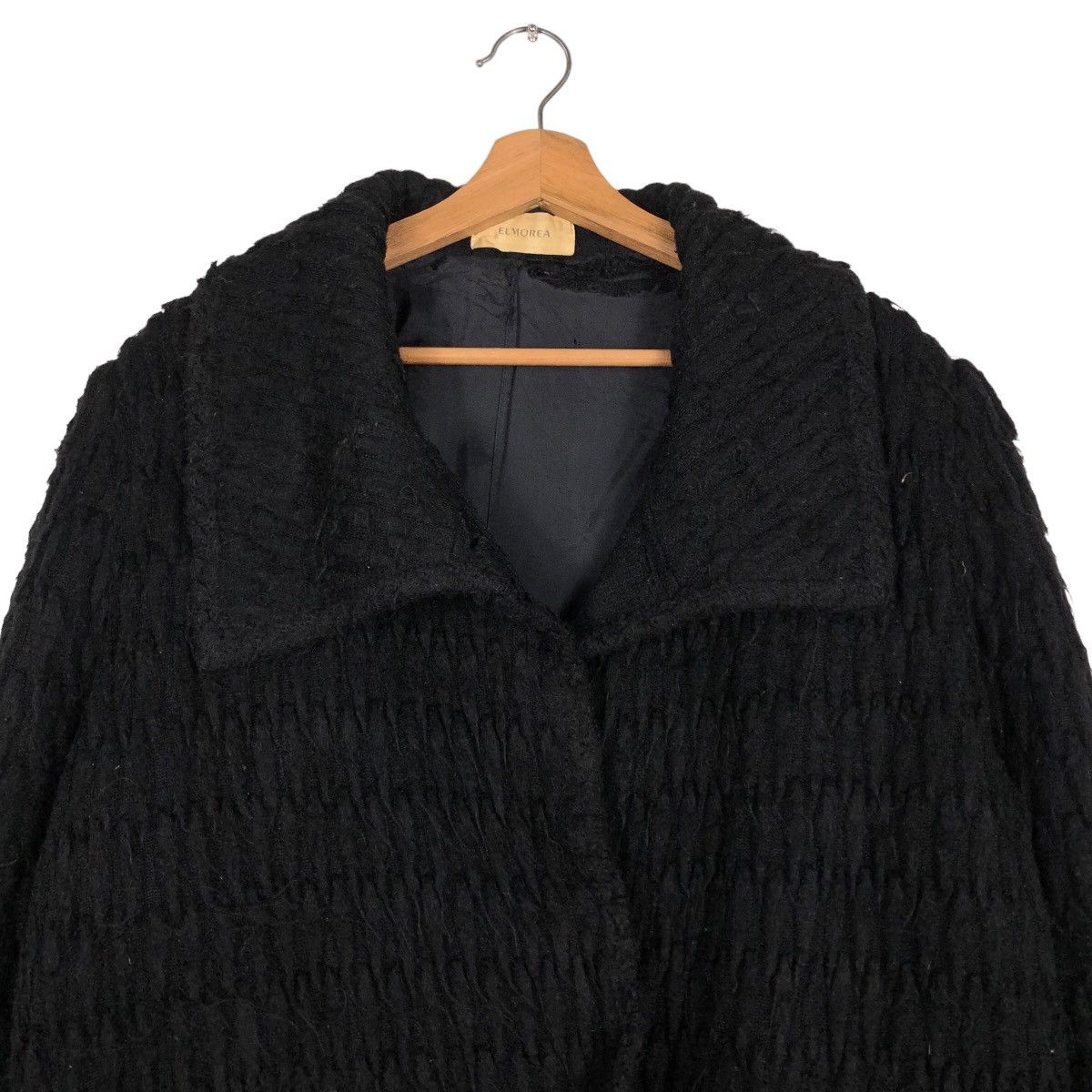 Issey Miyake 🔥Rich Black- Vintage Wool Jacket Button Elmorea Japan Made Size US L / EU 52-54 / 3 - 3 Thumbnail