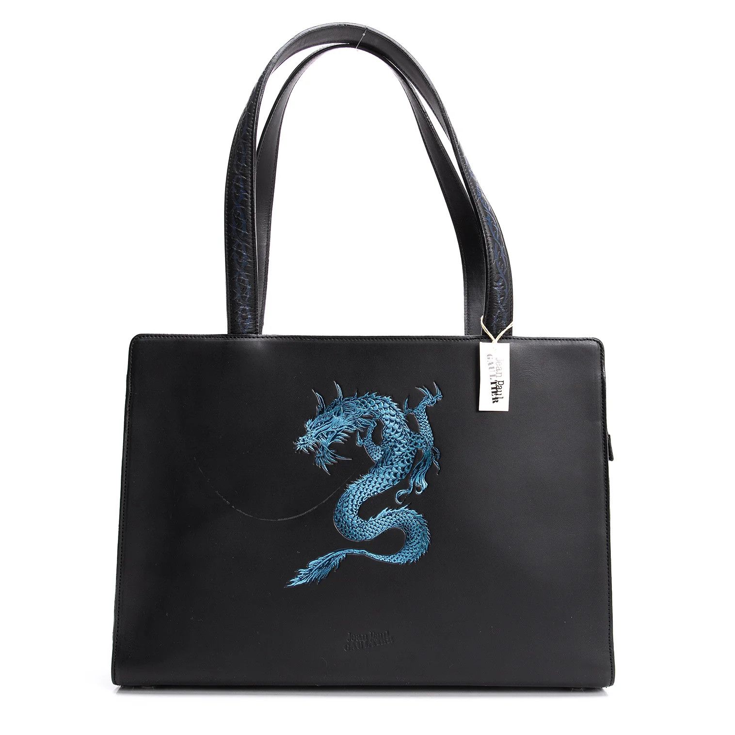Jean Paul Gaultier Dragon Embossed Square Tote Bag in Black Size ONE SIZE - 2 Thumbnail