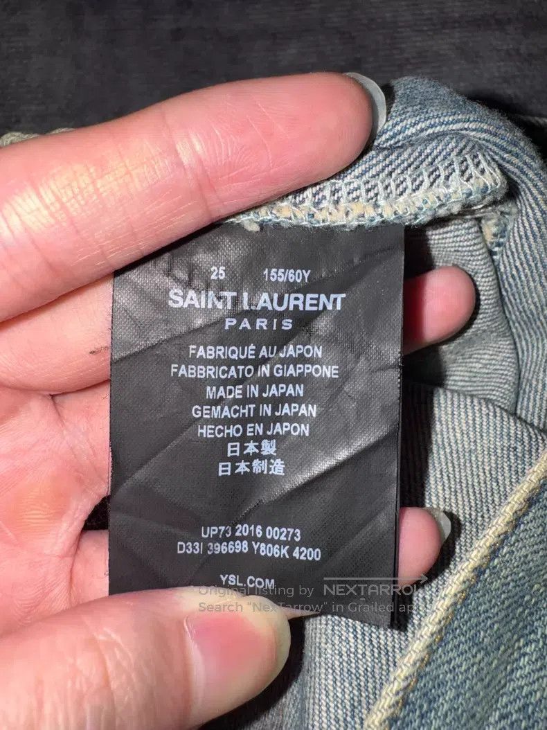 Saint Laurent Paris Saint Laurent Paris Light Blue and Yellow Mud Ripped Big D Size 25" / US 0 / IT 36 - 7 Thumbnail