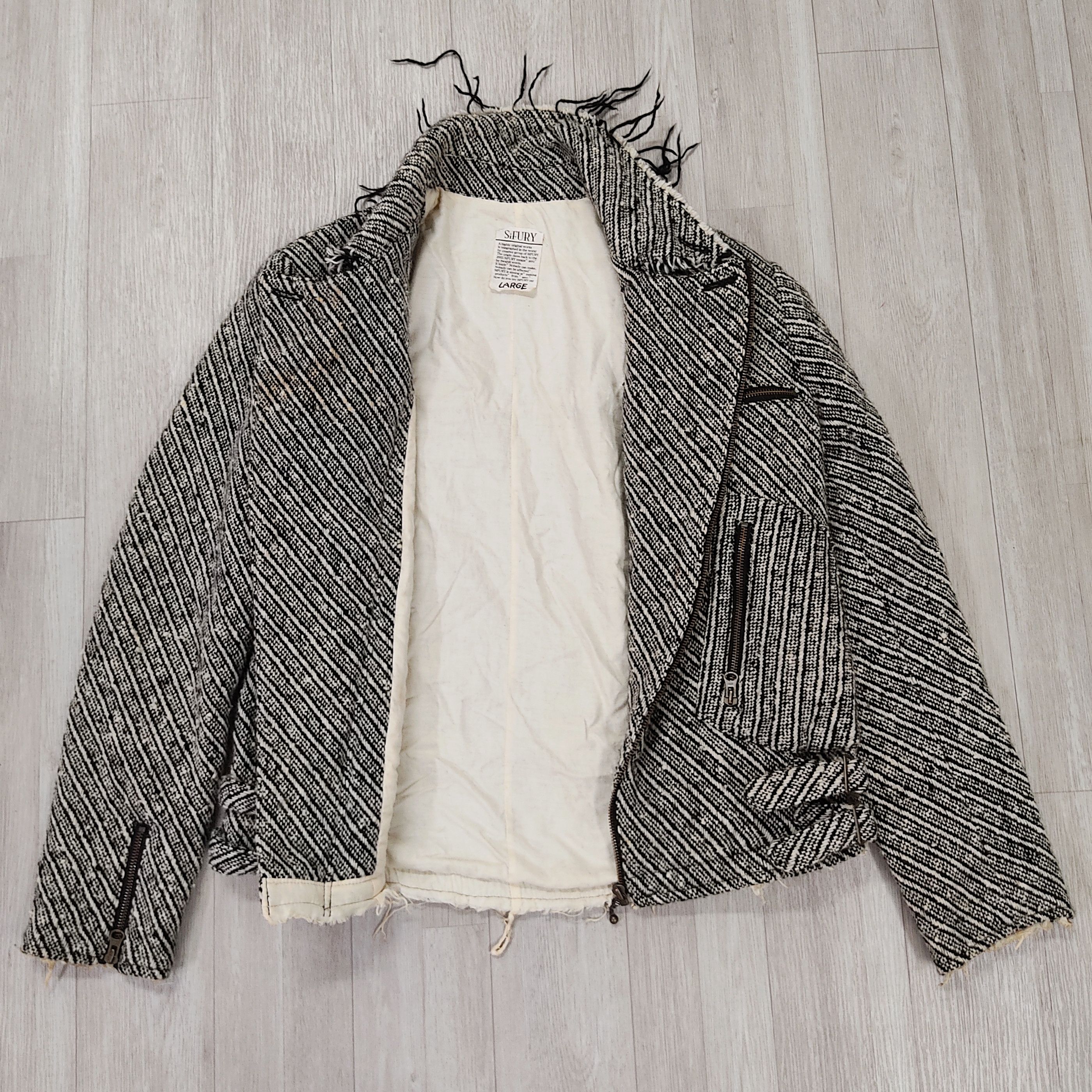 Sifury SIFURY Multi Zipper Tweed Herringbone Underground Jacket Size US S / EU 44-46 / 1 - 6 Thumbnail