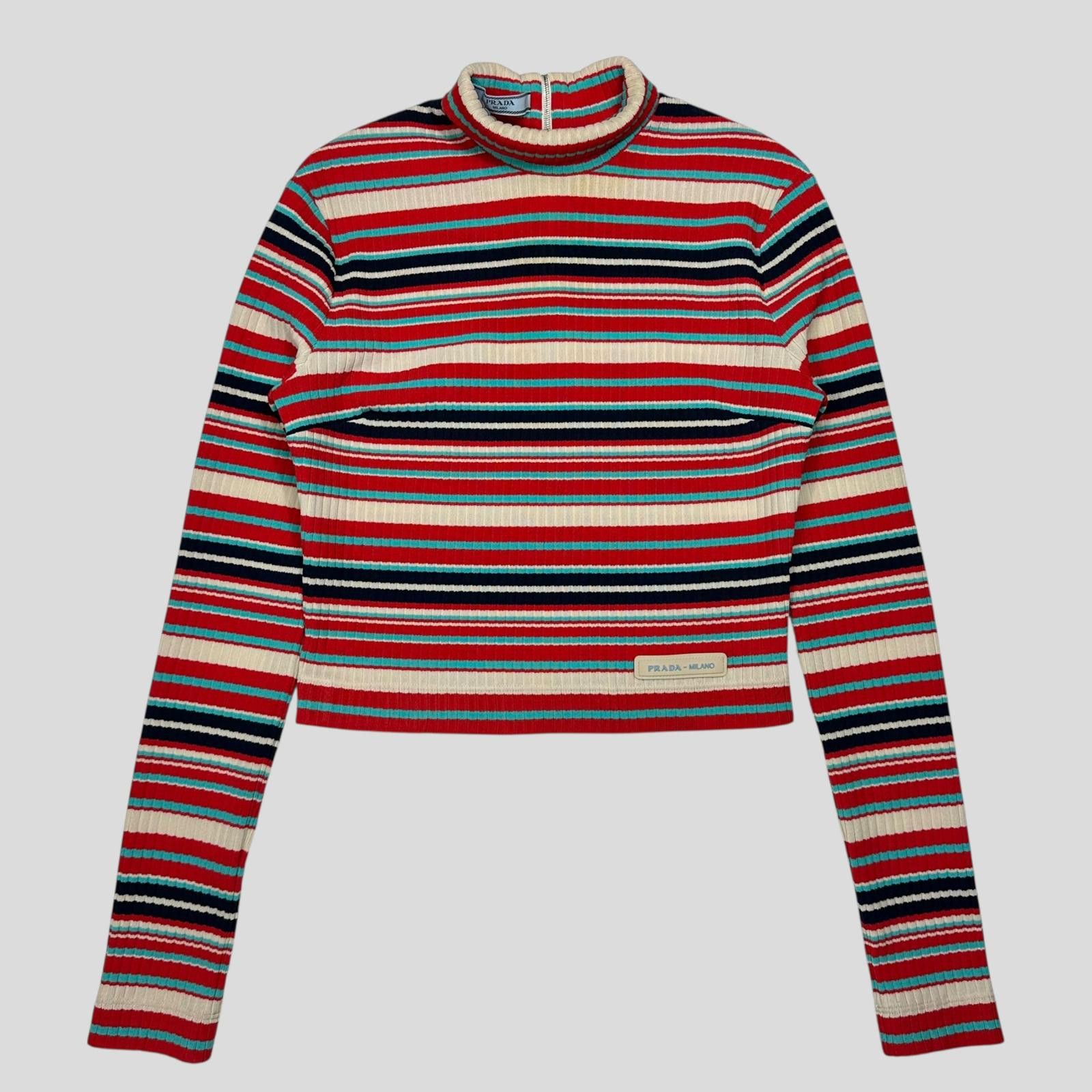 Prada Prada Milano 2018 Candy Striped Textured Cropped Logo Knit S Size S / US 4 / IT 40 - 4 Thumbnail