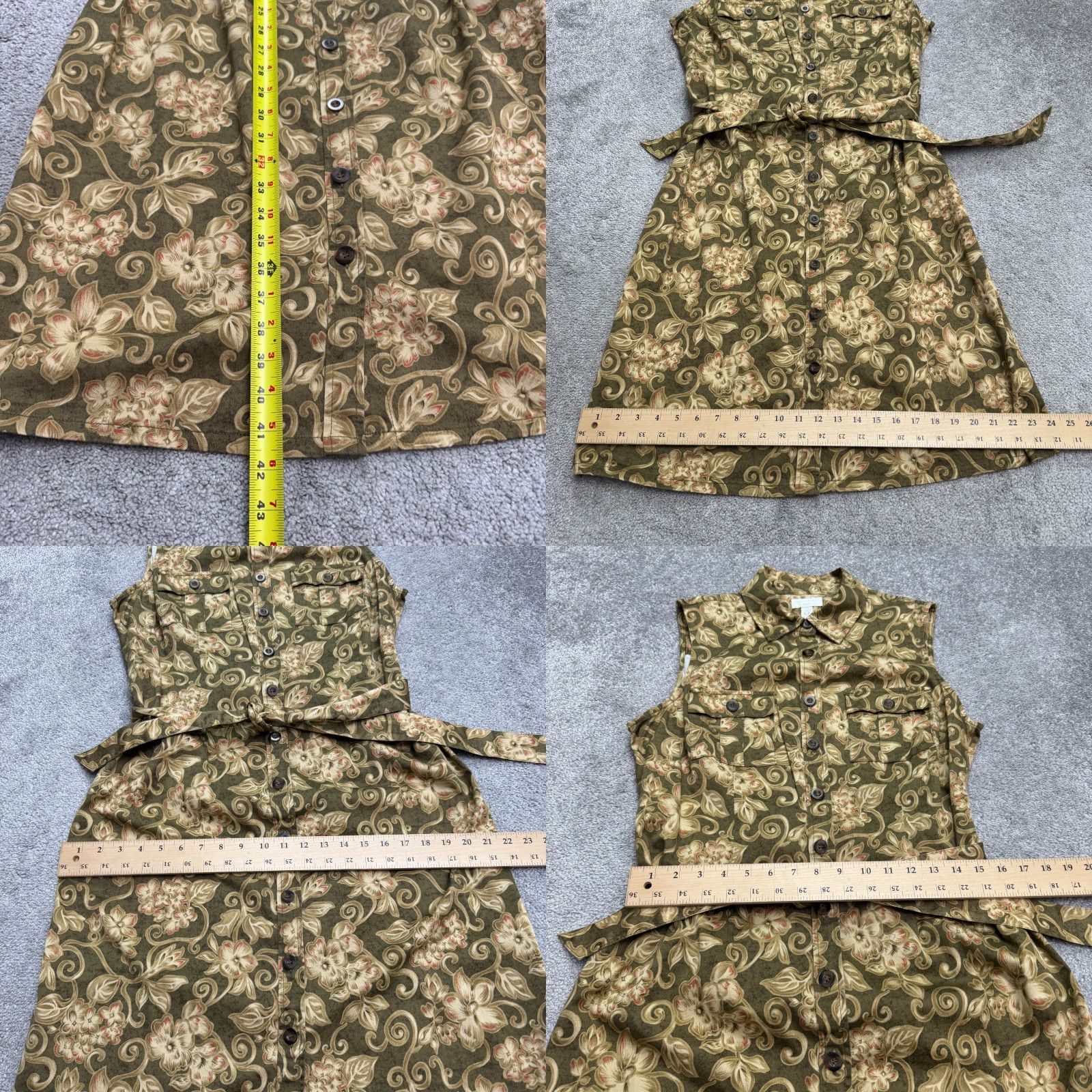 Charter Club Charter Club Cotton Button Down Midi Shirt Dress Women Plus 14W Green Sleeveless Floral Belted Light Weight - Womens Size XL / US 12-14 / IT 48-50 - 8 Thumbnail