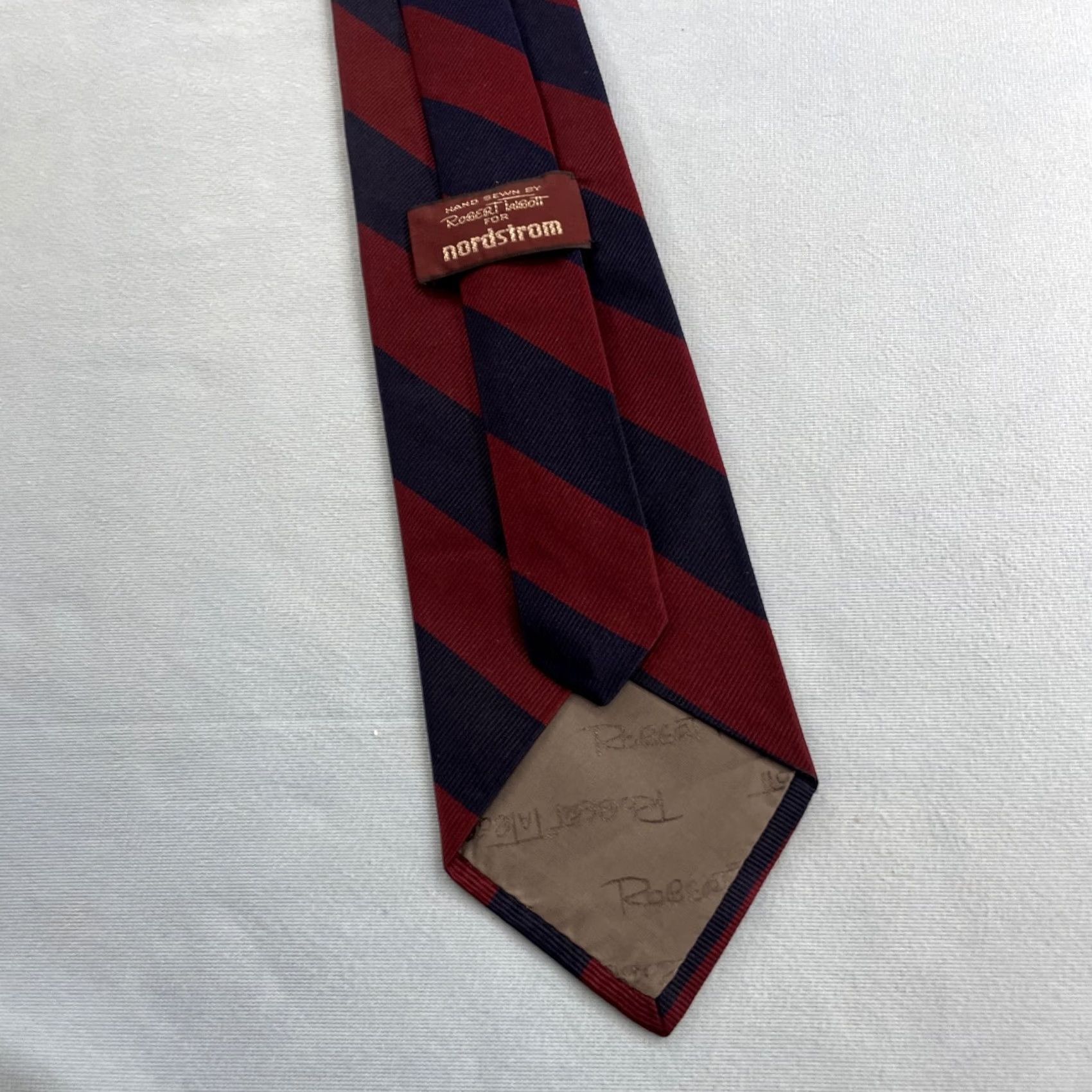 Robert Talbott VINTAGE Robert Talbott Nordstrom Silk Tie Repp Tie Woven Silk Red Blue 90s 3.5x58 Mens Neckwear Size ONE SIZE - 6 Thumbnail