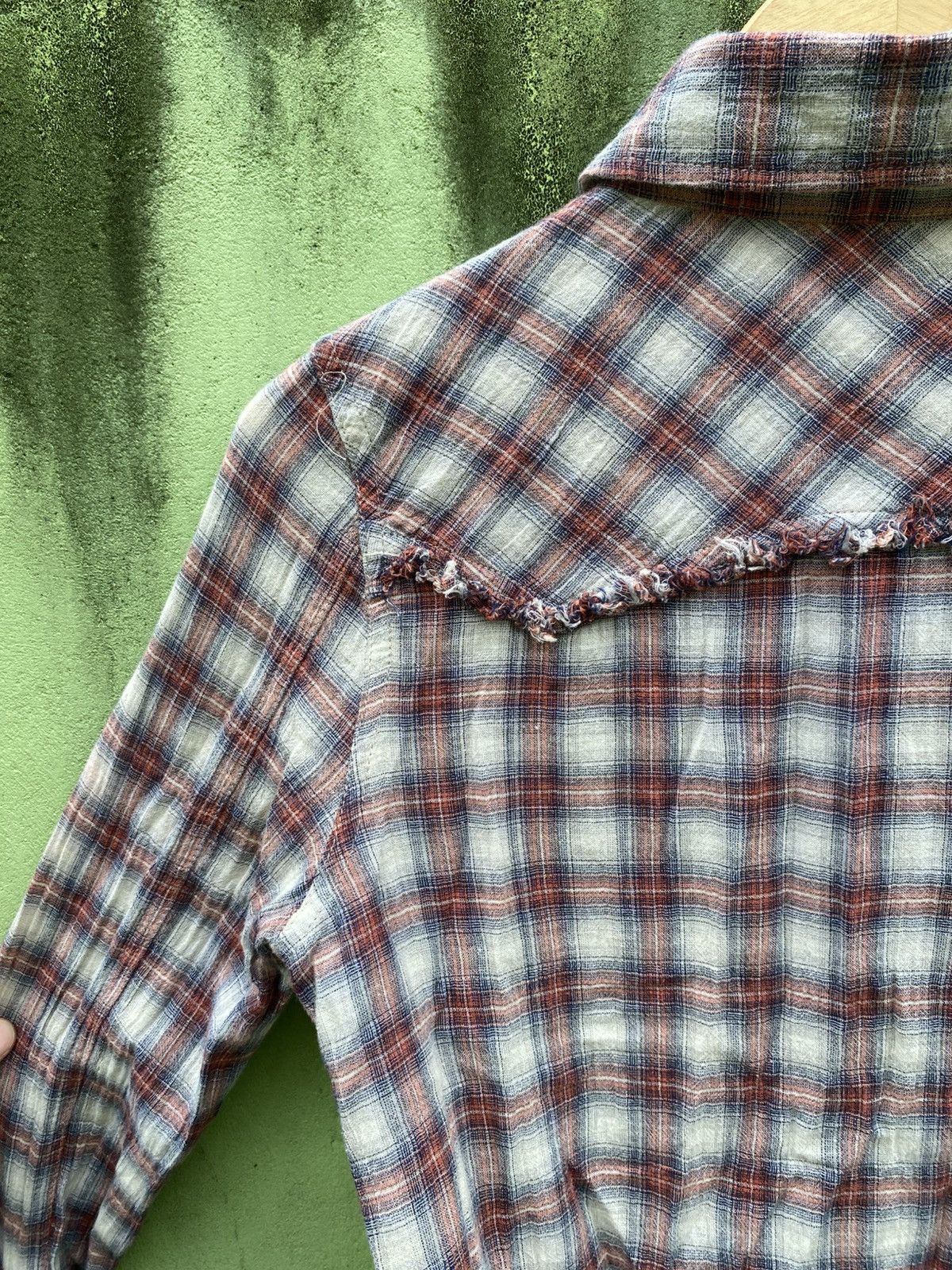 GOA GOA Vintage Distressed Plaid Western Raw Hem Grunge Fade Size ONE SIZE - 10 Thumbnail