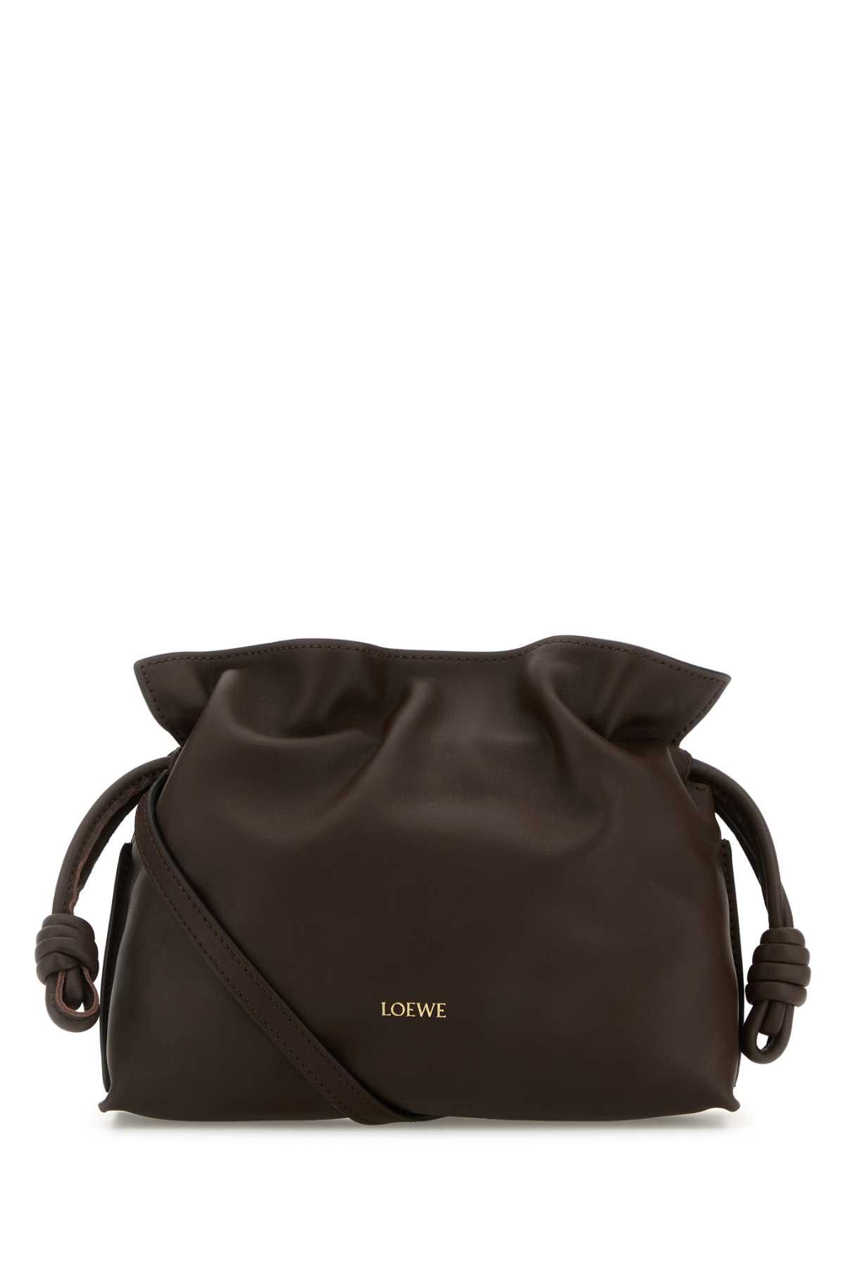Chocolate Nappa Leather Mini Flamenco Clutch, Women's