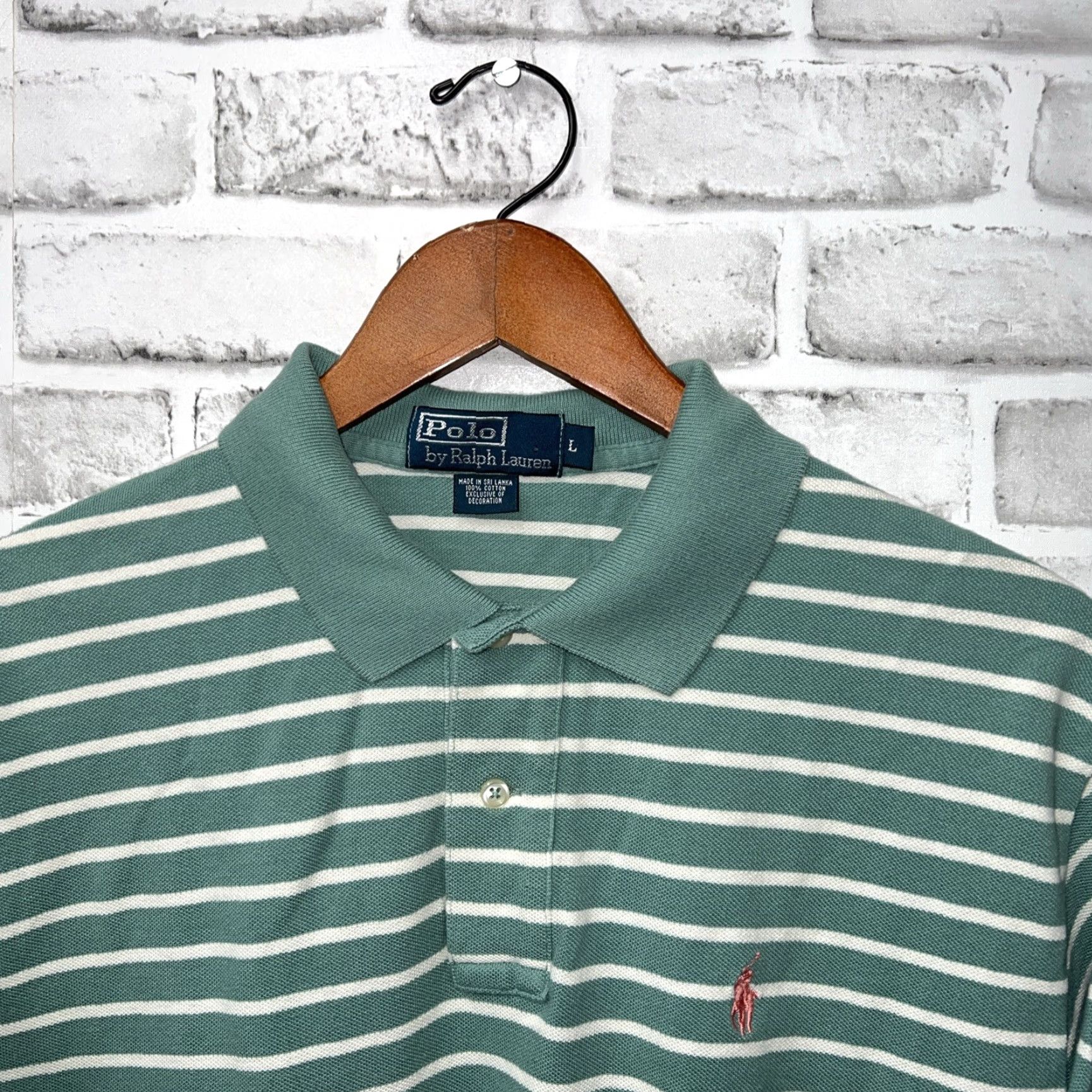 Polo Ralph Lauren Polo Ralph Lauren Green Striped Polo Shirt Mens Size L Size US L / EU 52-54 / 3 - 2 Thumbnail