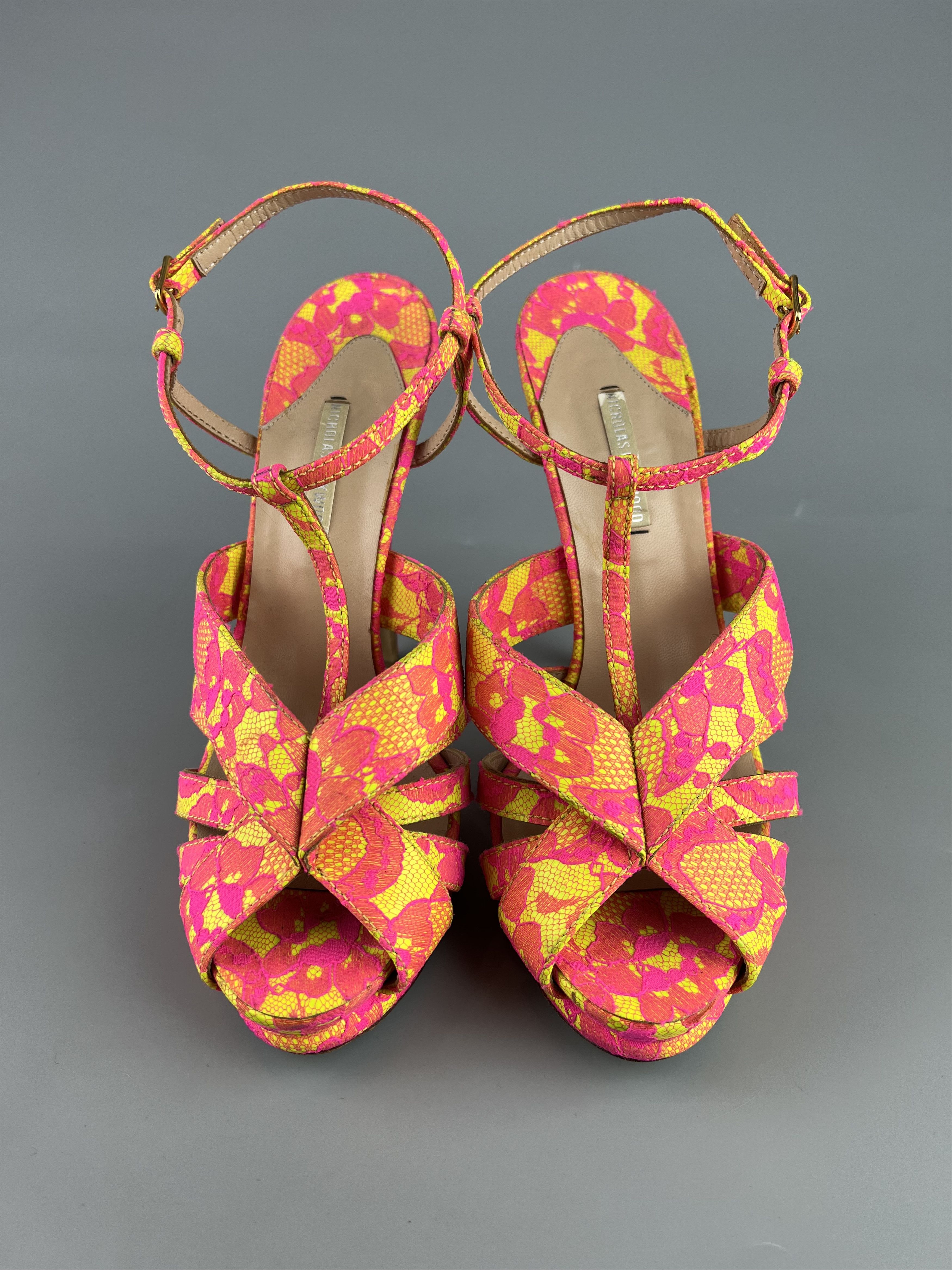 Nicholas Kirkwood Embroidered Overlay Lace Platform High Heels Pump Shoes 40 Size US 9 / IT 39 - 1 Thumbnail
