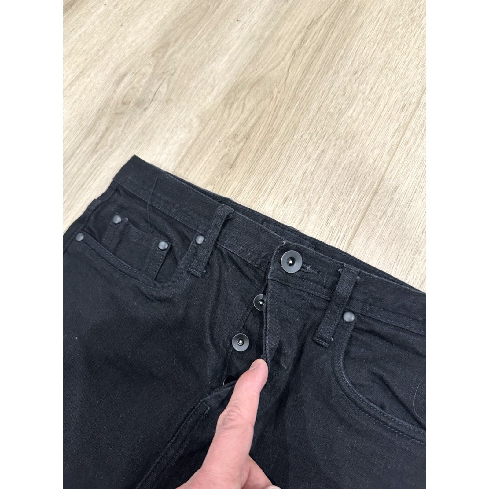The Unbranded Brand Unbranded Ub244 Tapered Selvedge Denim Black Button Fly Jeans 29 Regular Men 29x31 Medium Rise Stretch 5-Pocket Denim Jeans Size US 29 - 5 Thumbnail