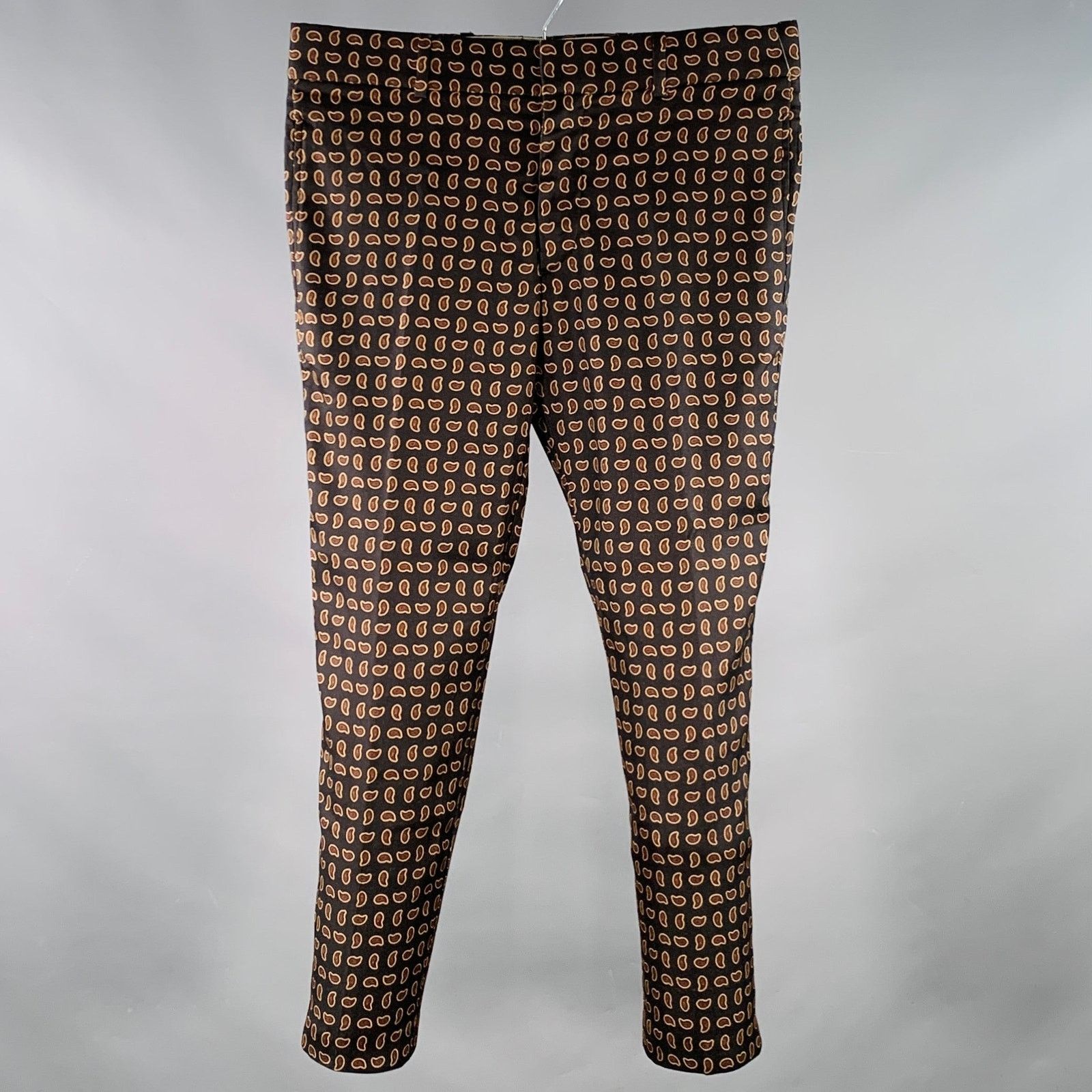Alexander McQueen Size 34 Black Red Yellow Paisley Wool Silk Dress Pants Size US 34 / EU 50 - 1 Thumbnail