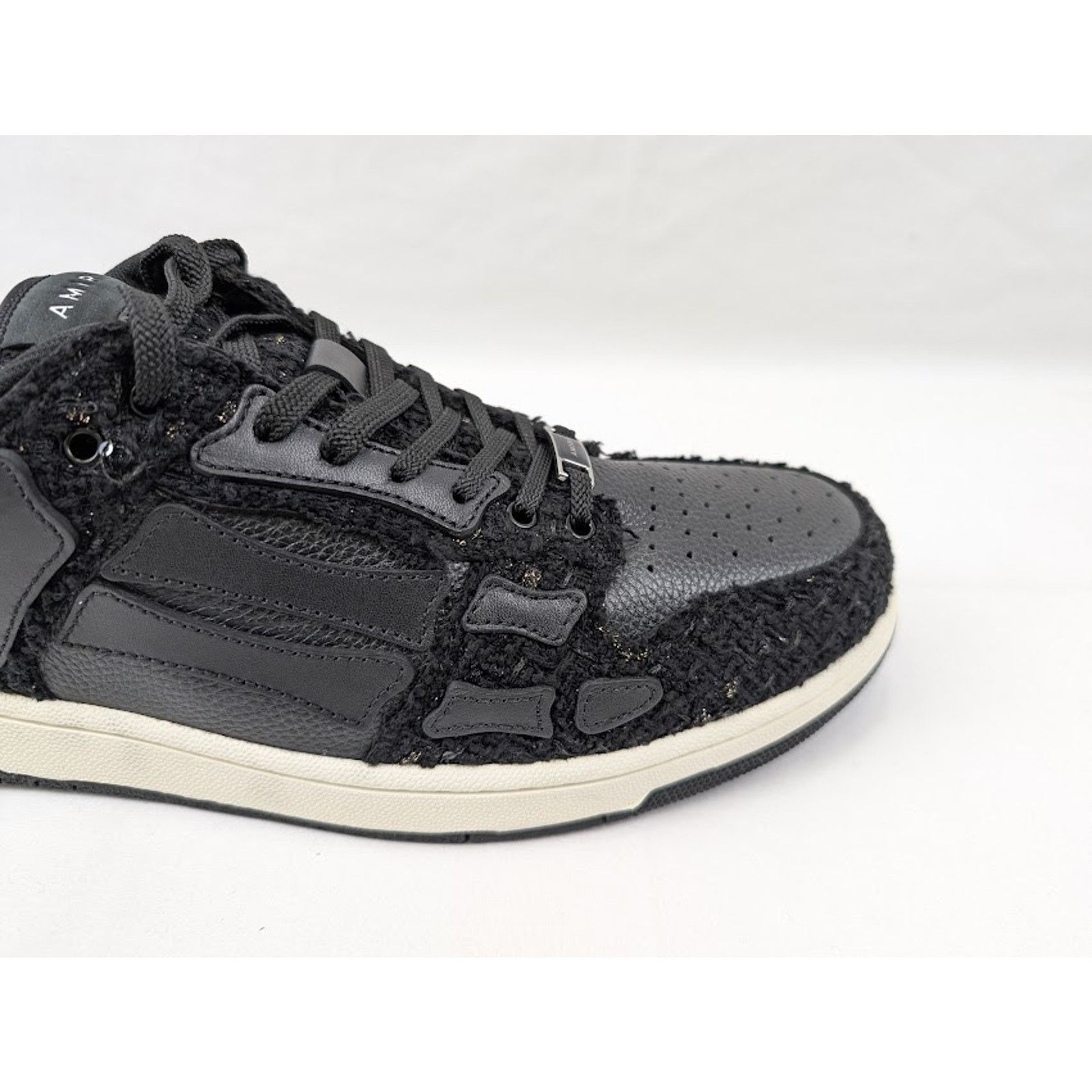 Amiri o1rshd1 Boucle Skelton Low-Top Sneakers in Black Size US 12 / EU 45 - 3 Thumbnail