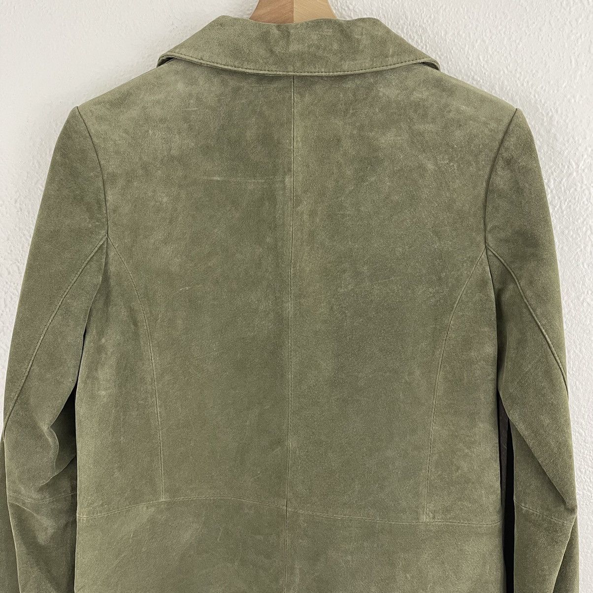 Vintage ARTURO Vintage 90s Green Suede Leather Grunge Fringe Jacket Size M / US 6-8 / IT 42-44 - 10 Thumbnail