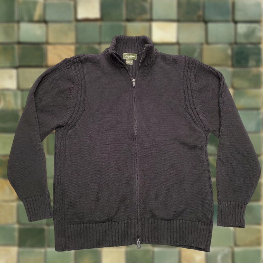 Eddie Bauer VINTAGE Eddie Bauer Sweater Mens L Black 100% Cotton Gull Zip Heavy Weight Ribbed Pullover Knit Casual Mens Size US L / EU 52-54 / 3 - 1 Thumbnail