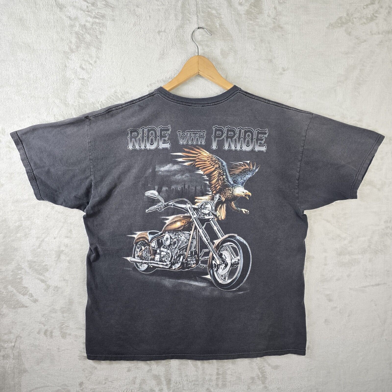 Other Vintage Ride With Pride Black Biker Shirt Size XXL Y2K Eagle Size US XXL / EU 58 / 5 - 2 Thumbnail