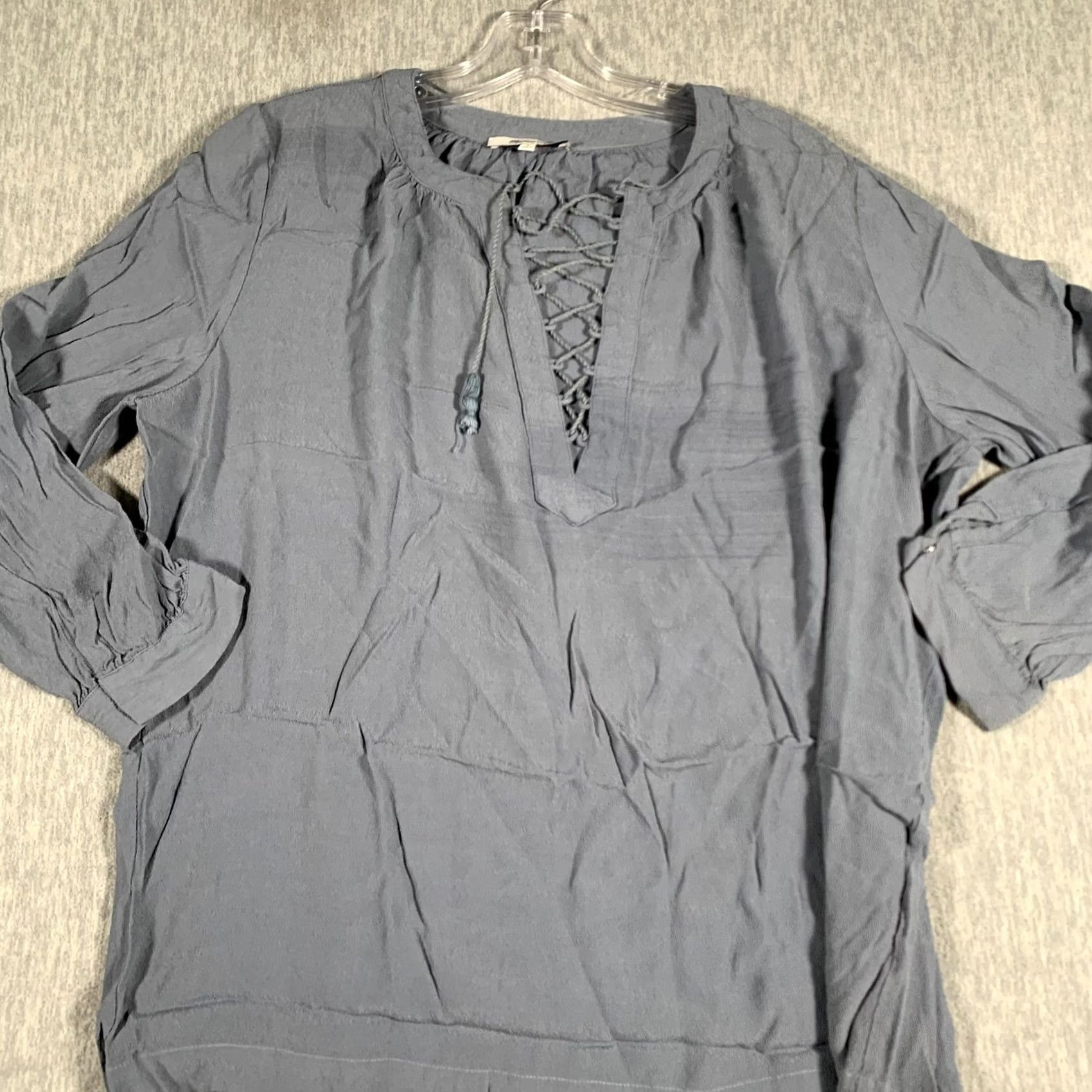 Madewell VINTAGE? Madewell Shirt Womens Small Blue Lace Up Peasant Boho Top 100% Viscose Size S / US 4 / IT 40 - 2 Thumbnail
