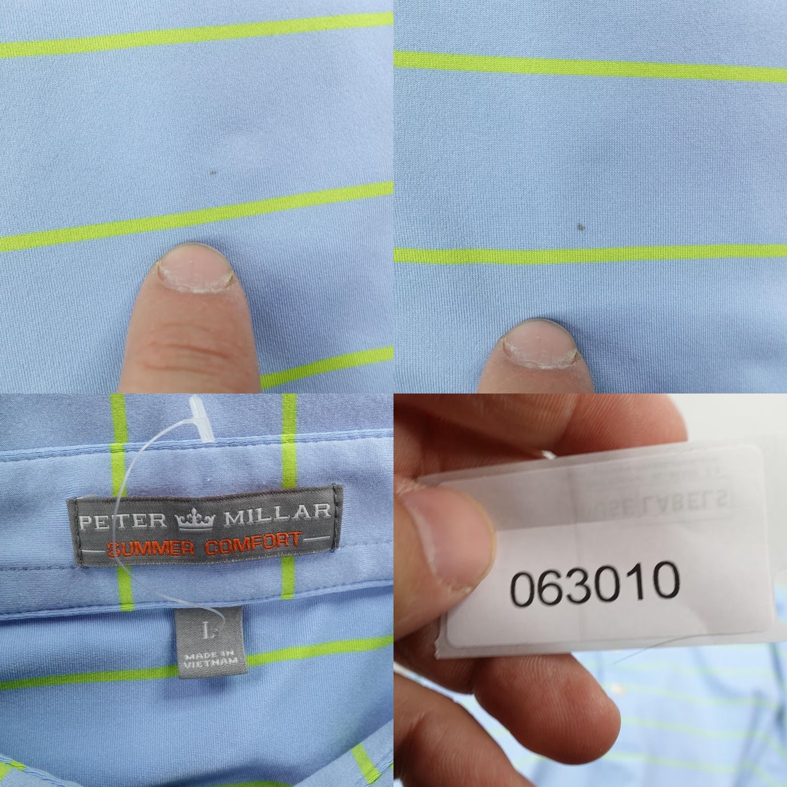 Peter Millar Peter Millar Polo Shirt Mens L Blue Stripe Summer Comfort Golf The Hills Mens Size US L / EU 52-54 / 3 - 8 Thumbnail