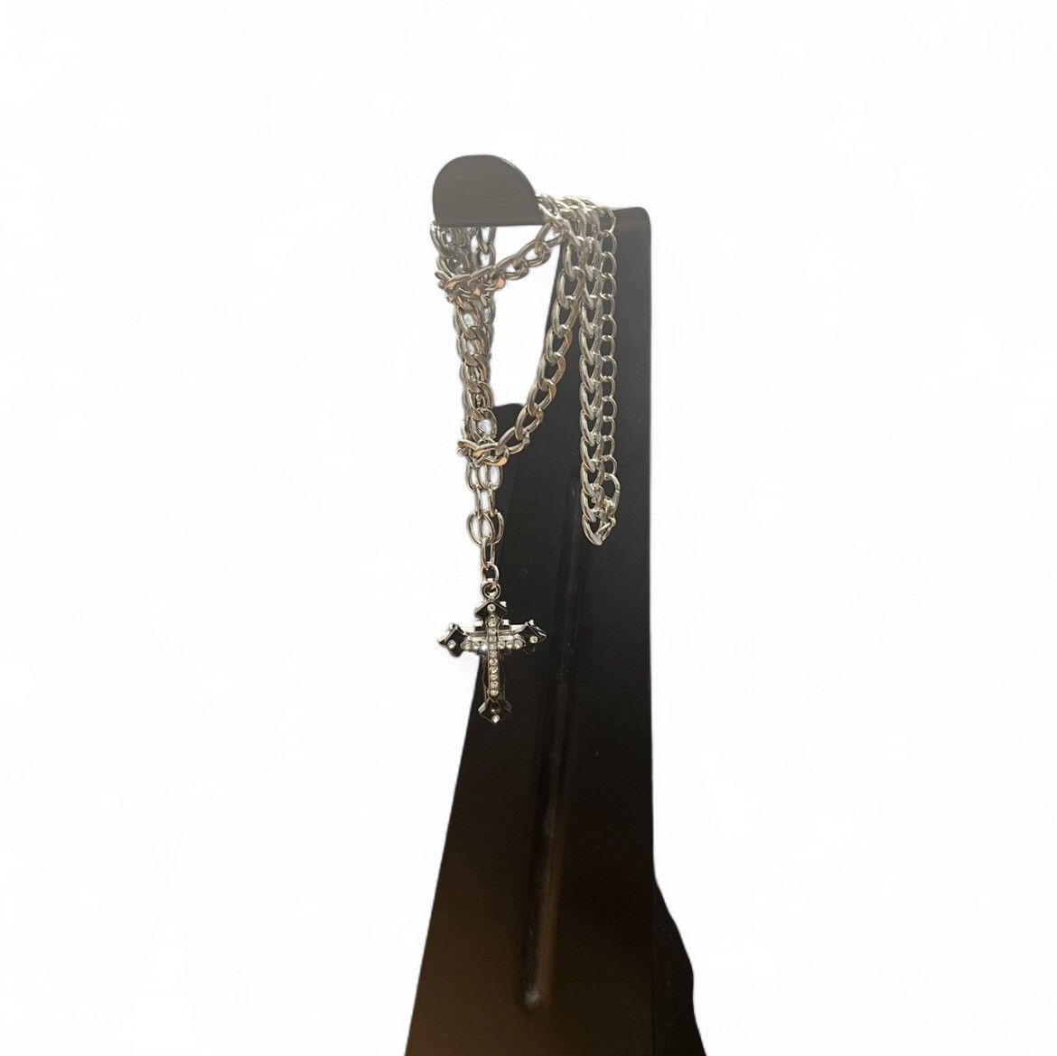 Japanese Brand Hiphop Style Cross Necklace Goth Streetwear Diamond Necklace Size ONE SIZE - 3 Thumbnail