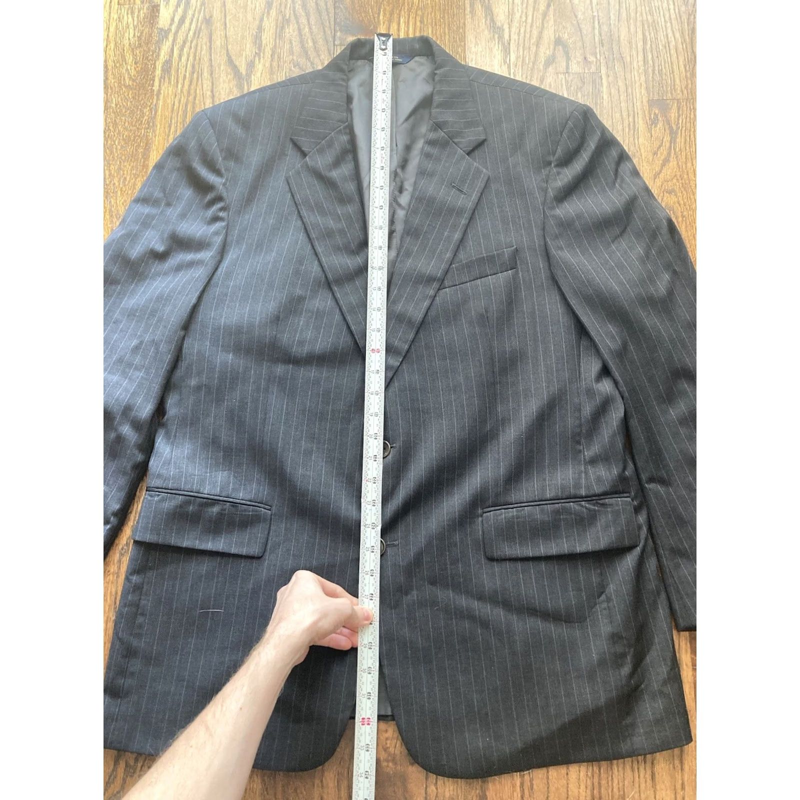 Brooks Brothers VINTAGE Brooks Brothers Suit Mens 43R 38W Gray Charcoal Wool 2 Piece Regular Notch Lapel Single-Breasted 2-Button Front USA Made Mens Size 46R - 4 Thumbnail