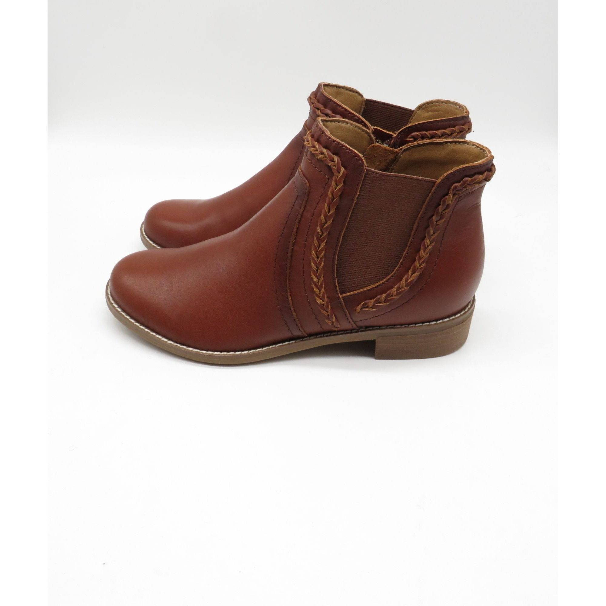 Other Earth Women's Leather Ankle Boots Braided Trim Chelsea Style Size US 8.5 / IT 38.5 - 5 Thumbnail