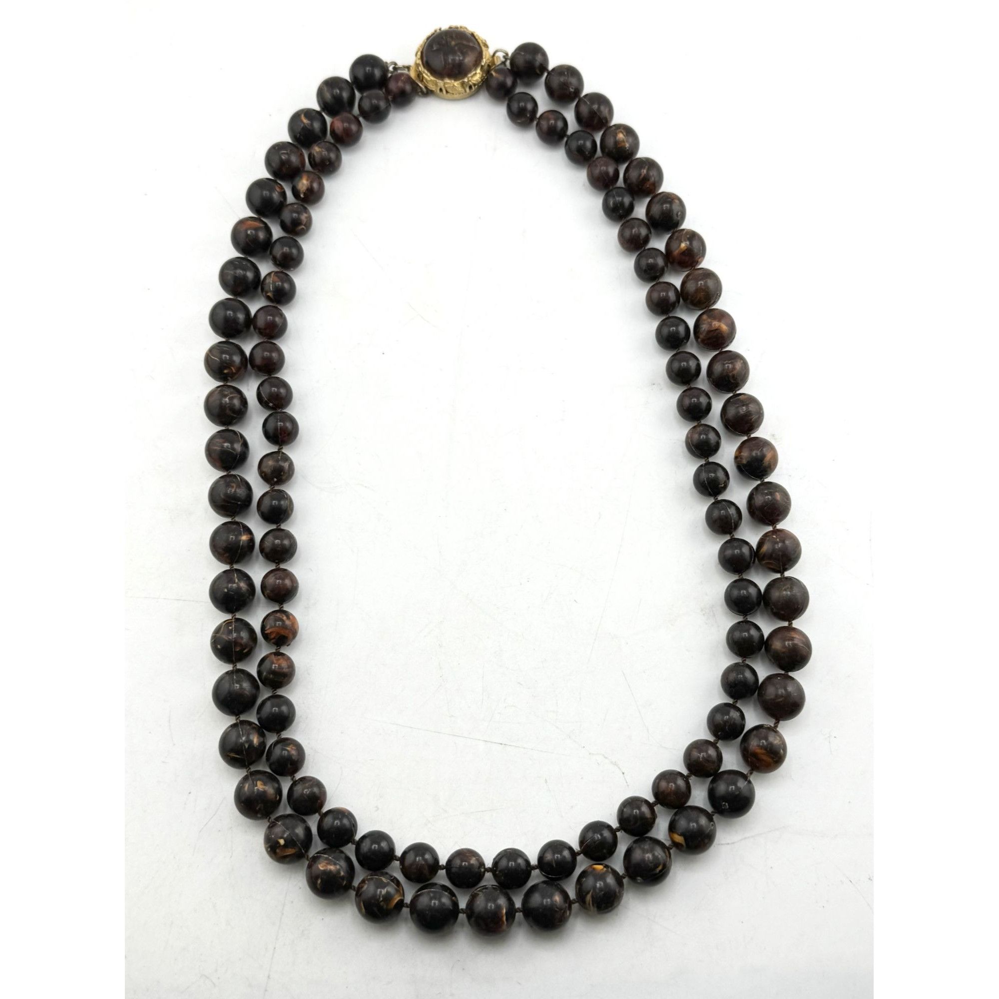Vintage Vintage brown beaded double strand necklace Size ONE SIZE - 1 Thumbnail