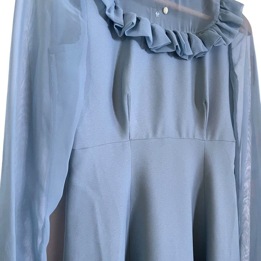 Vintage Vintage Dusty Blue Ruffle Collar Prairie Maxi Dress Size XS / US 0-2 / IT 36-38 - 5 Thumbnail