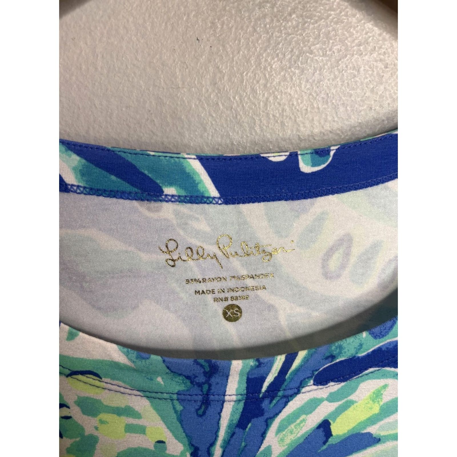 Lilly Pulitzer VINTAGE Lilly Pulitzer Dress Womens XS Blue Floral Knit 3/4 Sleeve Ruffle Size XS / US 0-2 / IT 36-38 - 3 Thumbnail