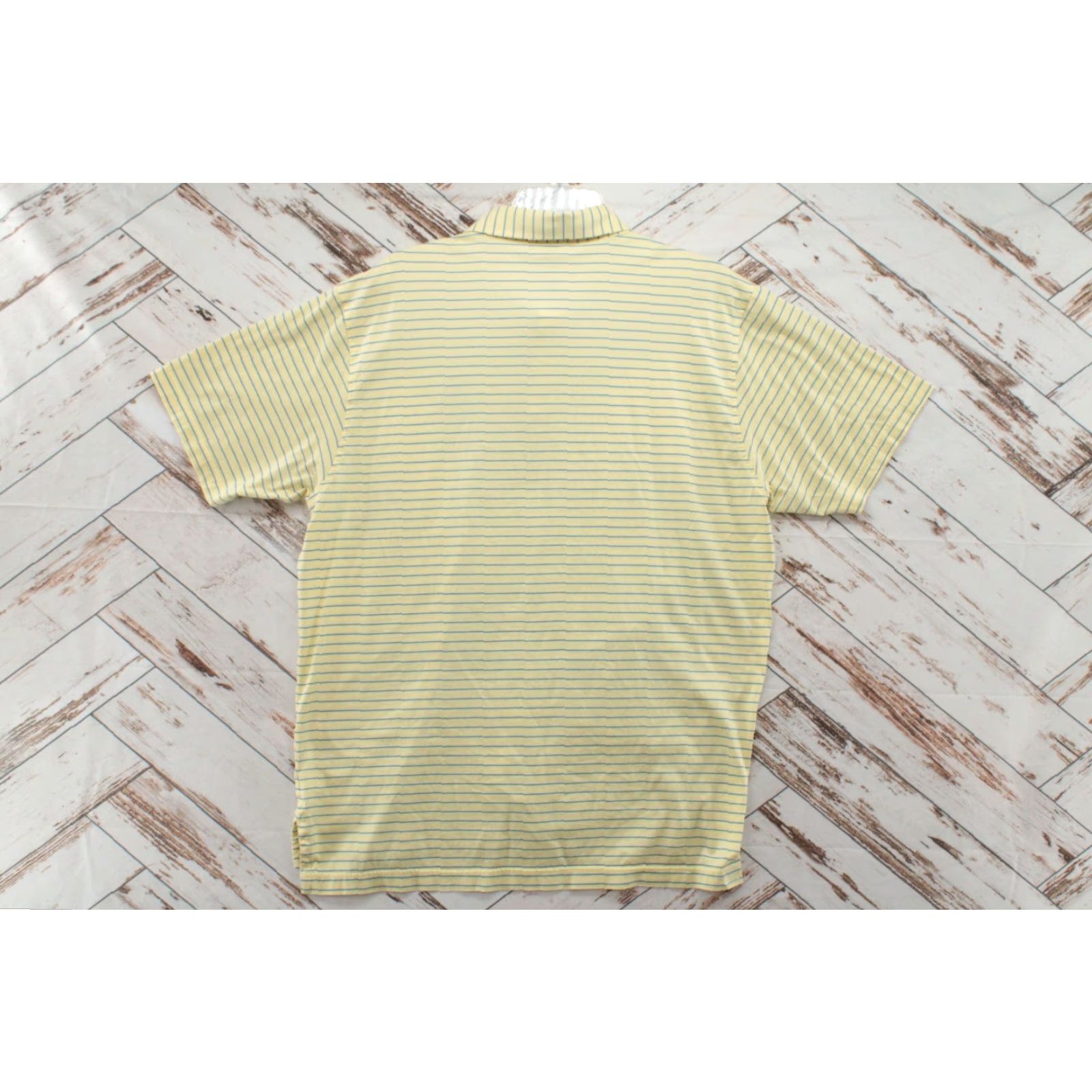 Peter Millar VINTAGE Peter Millar Polo Shirt Mens L Yellow Blue Stripes Hummingbird Logo Golfer Size US L / EU 52-54 / 3 - 3 Thumbnail