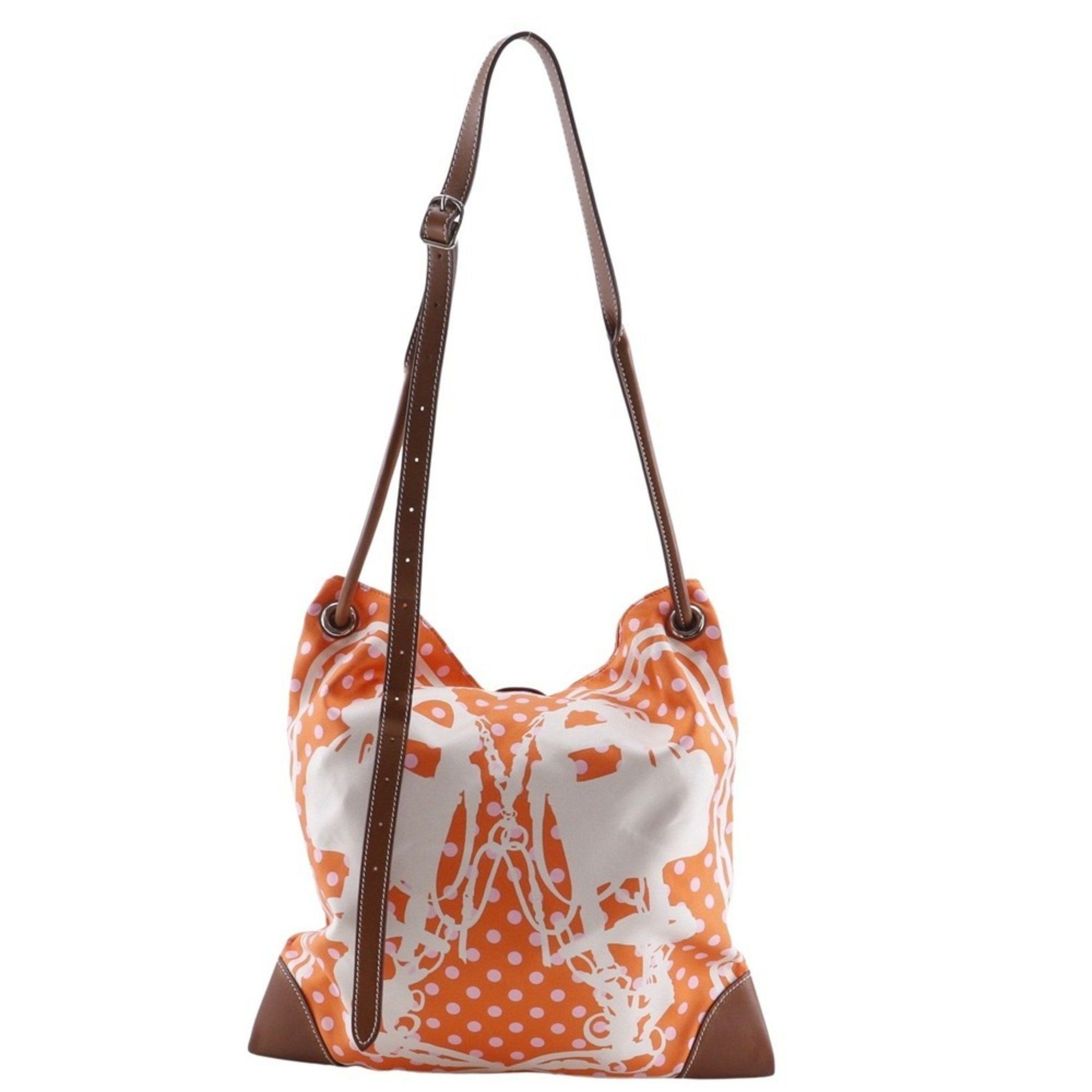 Hermes Hermes Hermès Silky City PM Shoulder Bag, Brides de Gala, Polka Dot Silk, 2018, Orange, C A5, Open, Women's Size ONE SIZE - 1 Thumbnail