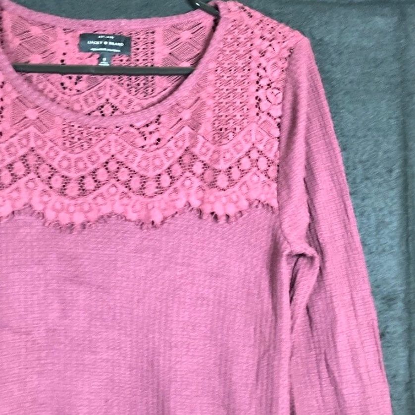 Lucky Brand Lucky Brand Blouse Burgundy Crew Neck Long Sleeve Small Women’s Shirt"} Size S / US 4 / IT 40 - 5 Thumbnail