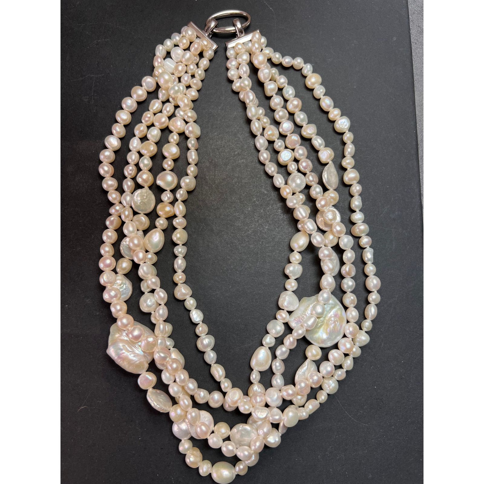 Other Lucas Lameth pearl 5 strand necklace with 925 silver clasp Size ONE SIZE - 1 Thumbnail