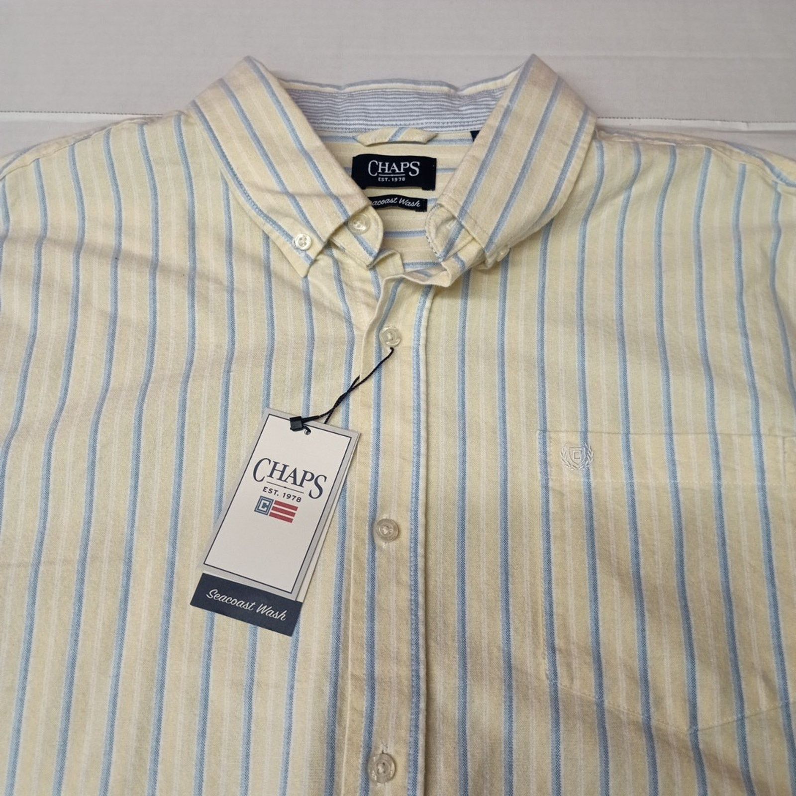 Chaps Chaps Seacoast Wash Woven Shirt Men 2XL Yellow White Striped Size US XXL / EU 58 / 5 - 3 Thumbnail
