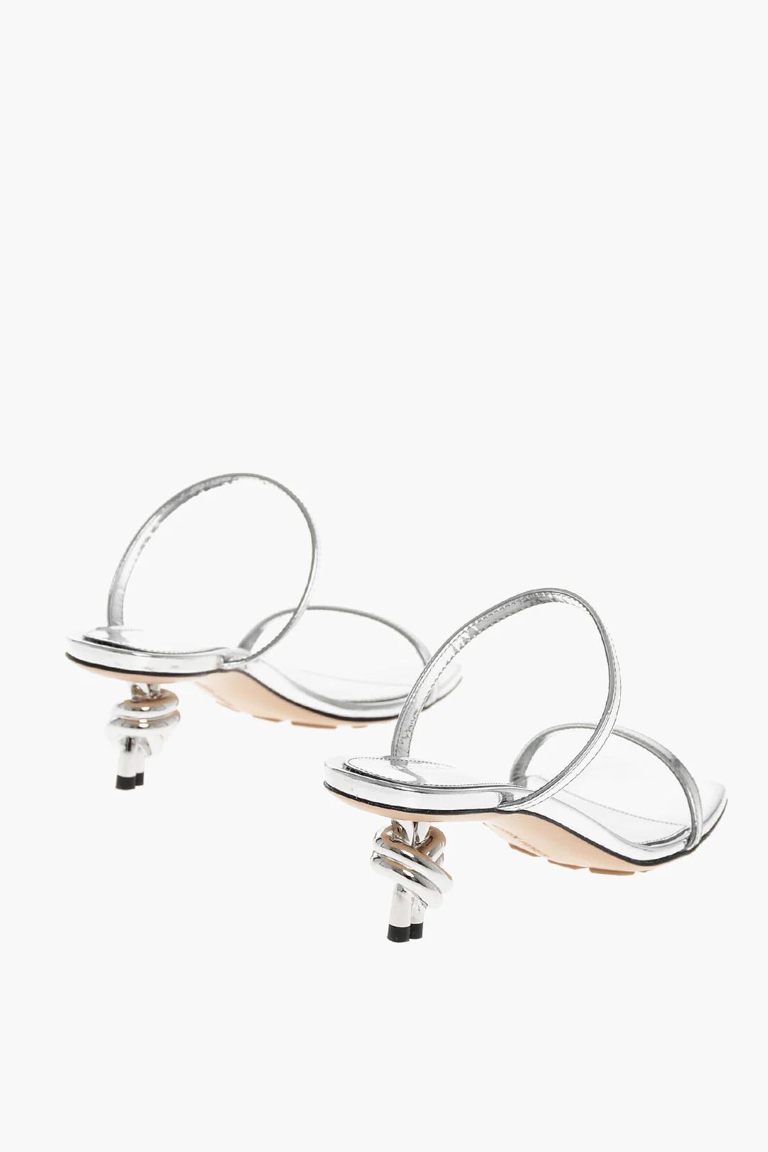 Bottega Veneta og1mm0426 Lamé Leather Sandals in Silver Size US 6.5 / IT 36.5 - 2 Thumbnail