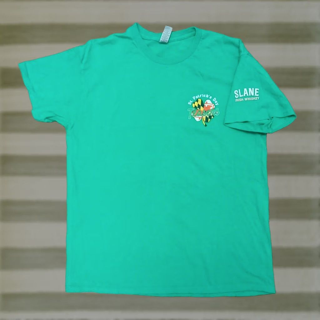 Gildan Gildan Tee Shirt Mens L White Green Teasers West Ocean City Slane Irish Whiskey Band Beach Beer Music Patriotic 2020s - Size US L / EU 52-54 / 3 - 1 Thumbnail