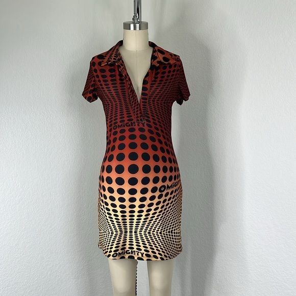 image of Designer Omighty Collared Illusion Mini Dress Retro Balla Hadid Open, Women's (Size Medium)