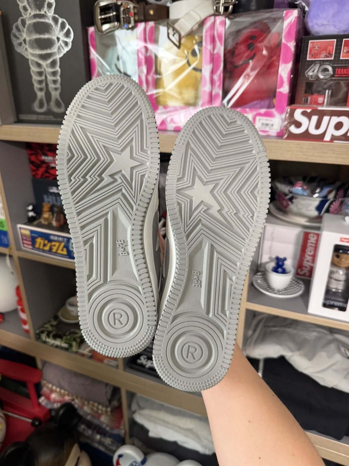 Bape Bathing Ape Bapesta White/Grey Low Size US 9 / EU 42 - 6 Thumbnail