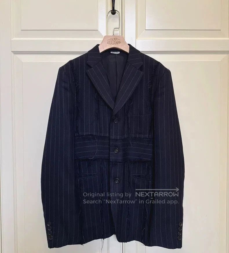 Comme des Garcons CDG HOMME Pinstripe Layered Trim Blazer. Size US L / EU 52-54 / 3 - 1 Thumbnail