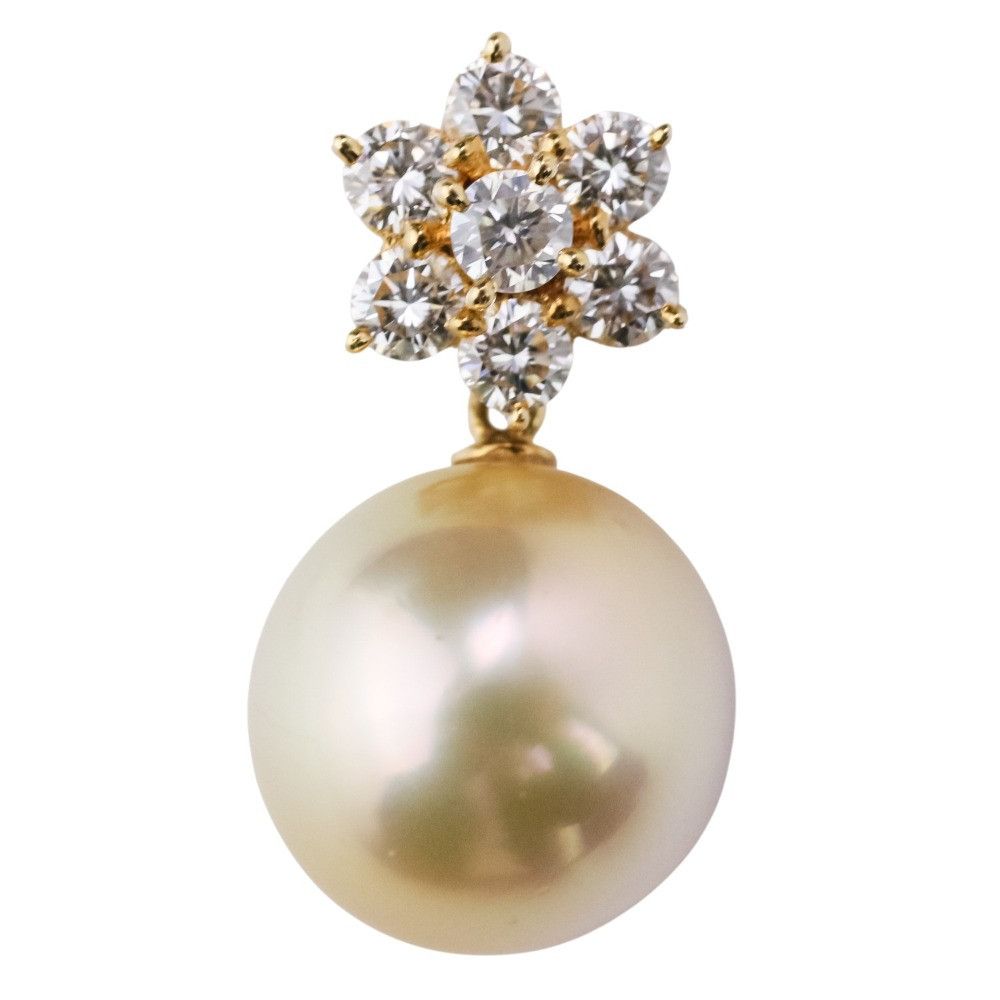 Other Tasaki TASAKI 7P Diamond Au750 Golden Pearl Pendant Top Metal Pendant DUTY FREE for USA Size ONE SIZE - 1 Thumbnail