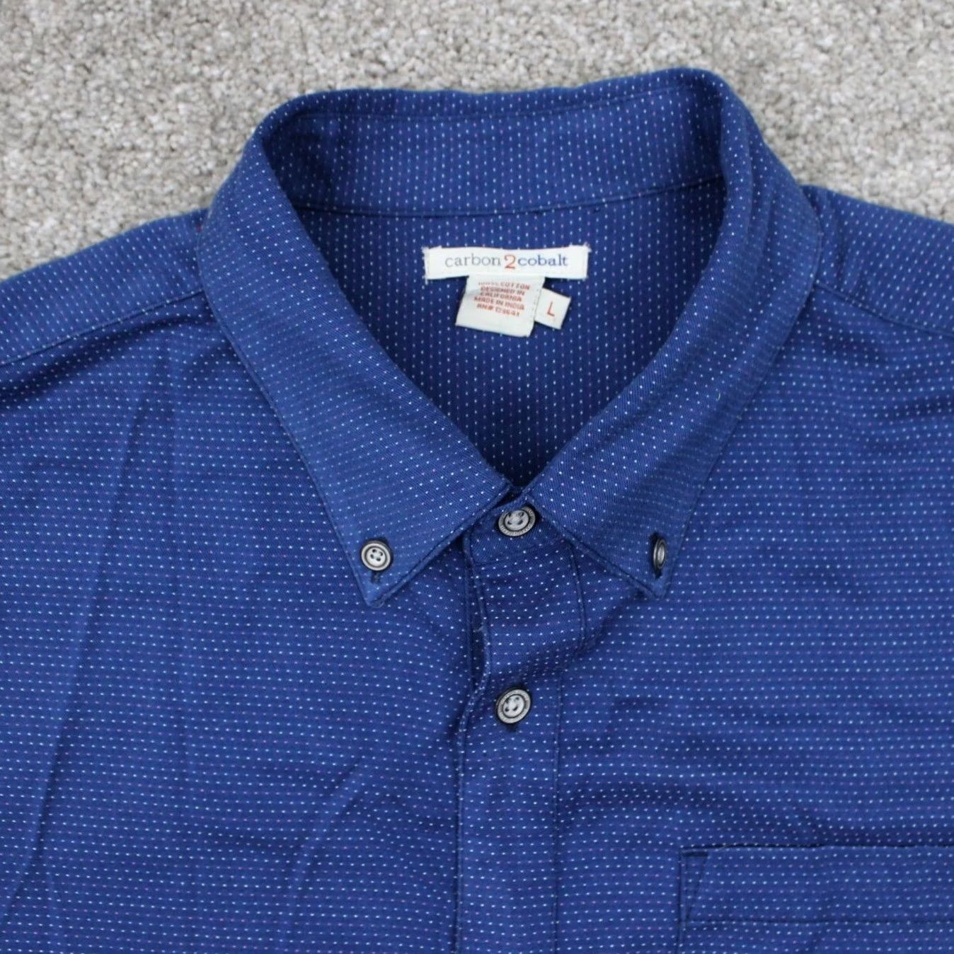 Carbon2Cobalt Carbon 2 Cobalt Shirt Mens Large Blue Geometric 100% Cotton L/S Button Down Size US L / EU 52-54 / 3 - 6 Thumbnail