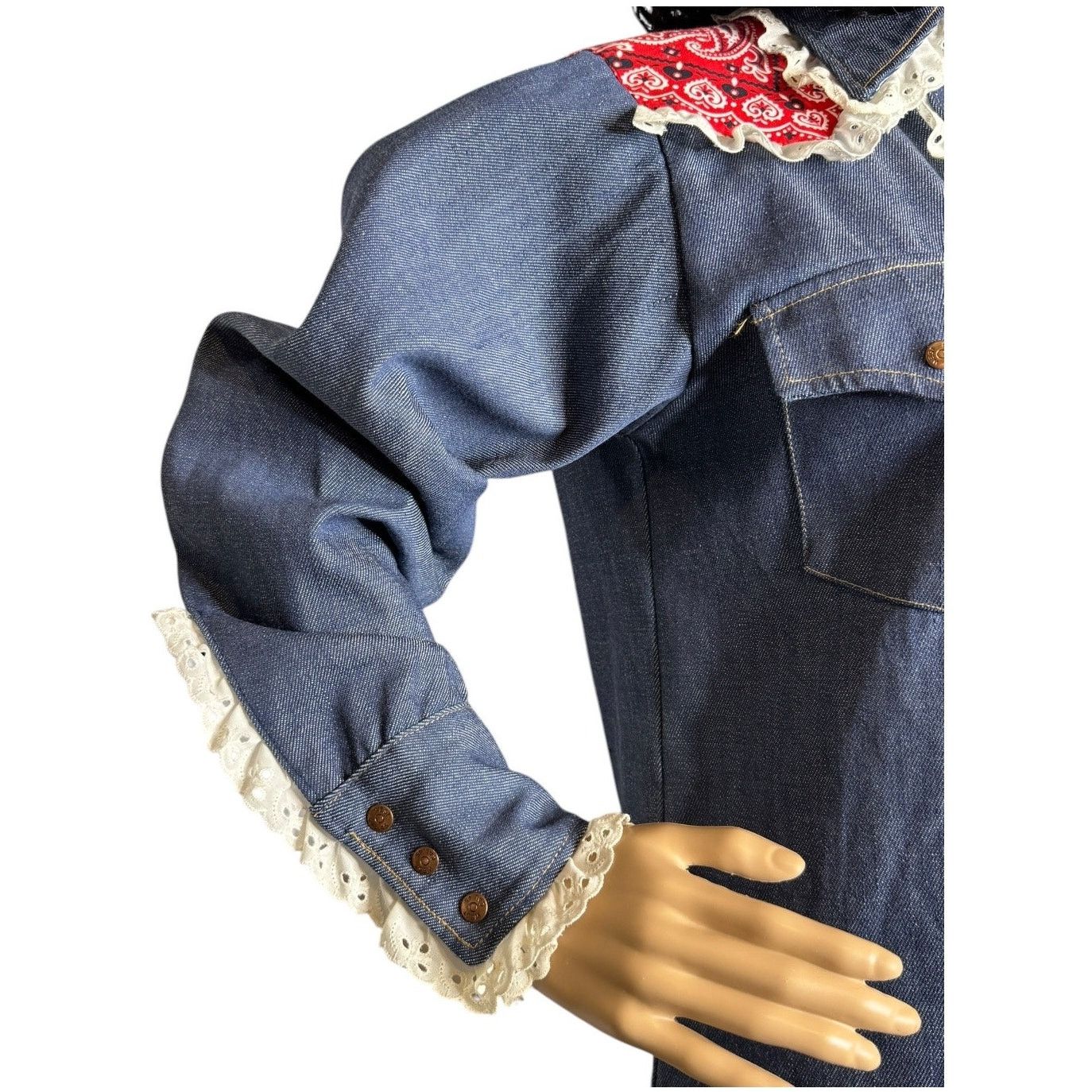Vintage Vtg Bar C authentic western denim shirt dagger collar eyelet Size M / US 6-8 / IT 42-44 - 4 Thumbnail