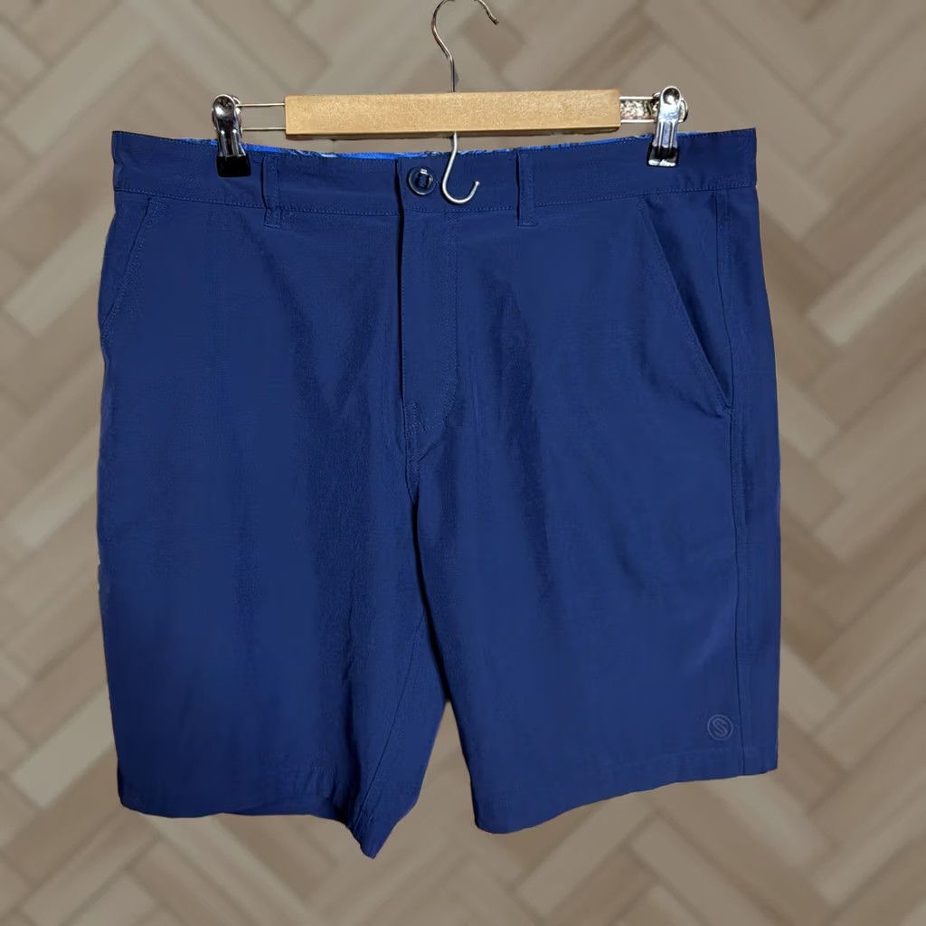 Vintage Scales Gear 34 Fishing Shorts 9" Hybrid Blue Chino Flat Front Mens 9 in Inseam Casual Regular 34" Waist Polyester Spandex Size US 34 / EU 50 - 1 Thumbnail